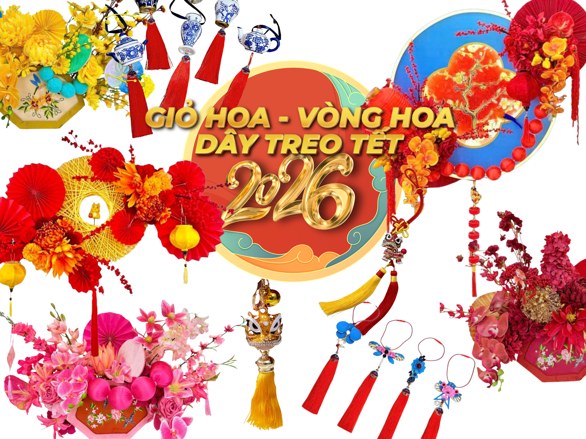 Giỏ Hoa - Vòng Hoa Tết - Dây Treo Tết 2026