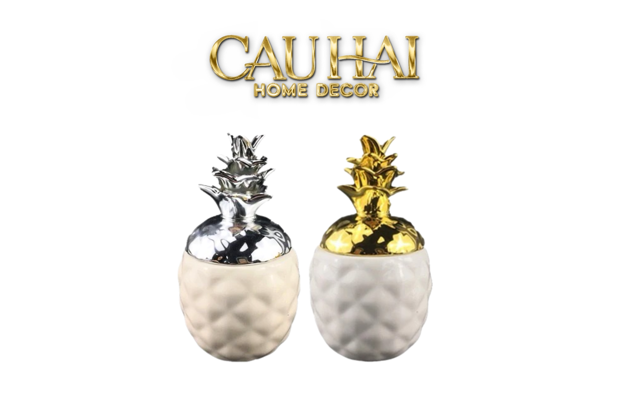 LỌ CERAMIC AURA PINEAPPLE - GOLD/SILVER