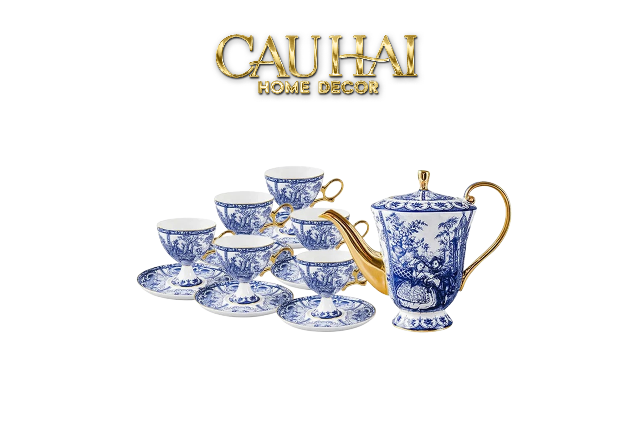 HOME COUTURE  - SET BÌNH TRÀ SỨ LAM CAO CẤP ROYAL DYNASTY SS25
