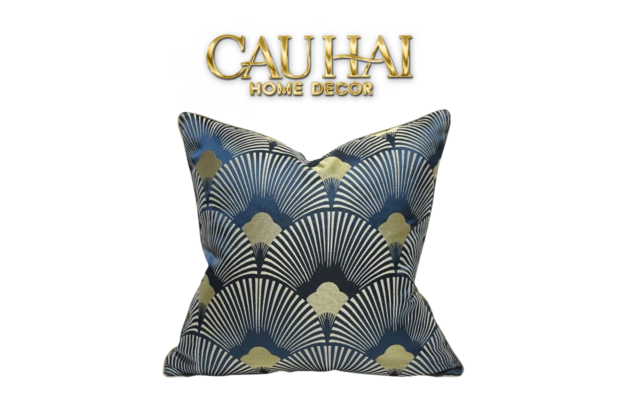 VỎ GỐI JACQUARD ST PATRICK BLUE  D'Or ART DÉCO FAN 45