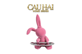 TƯỢNG THỎ NHUNG -  FIGURINE LAPIN PINK VELOUR MAISON H30