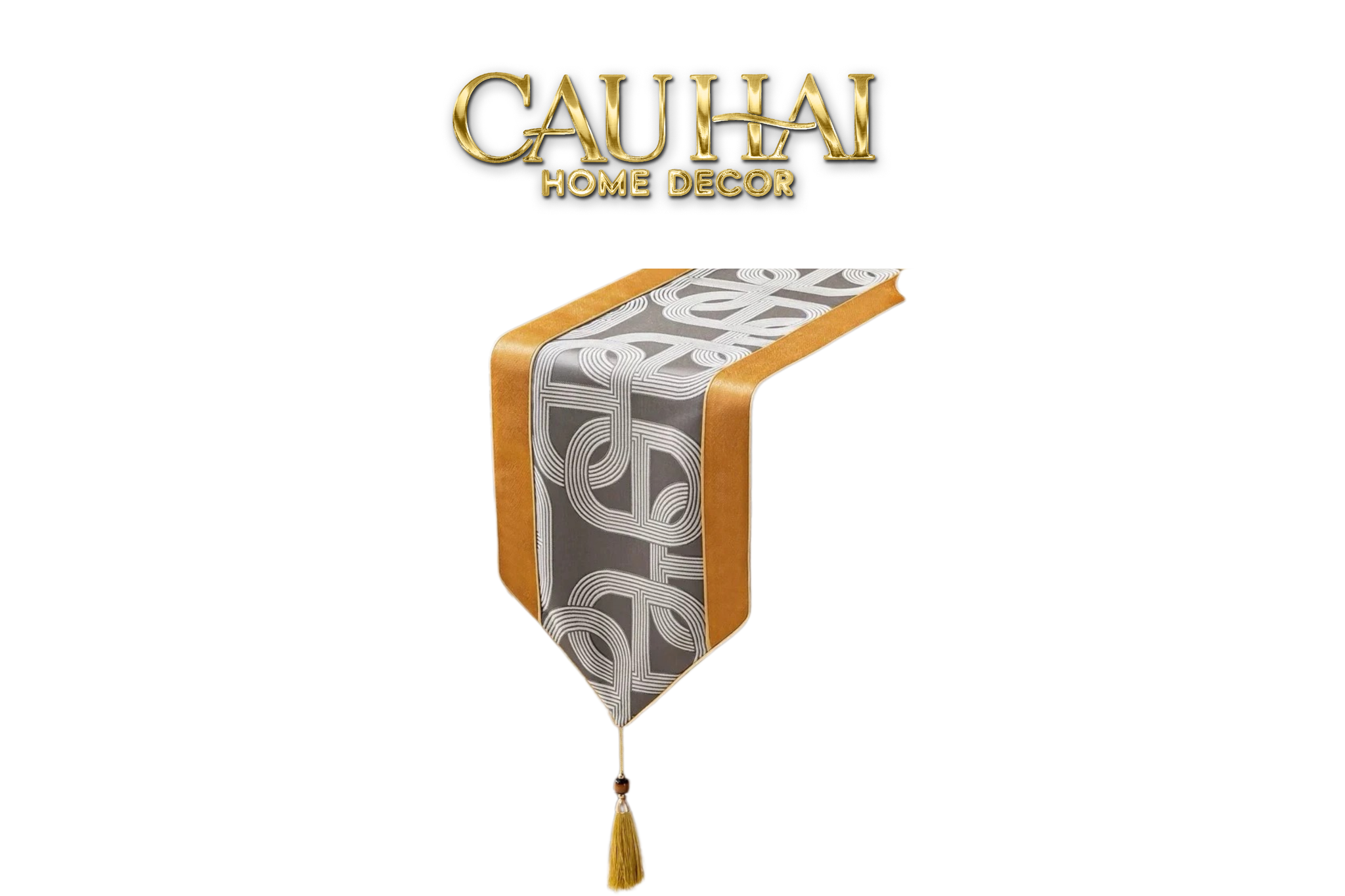 KHĂN TRẢI BÀN SATIN CHAÎNE GRIS MARIGOLD EDGE TABLE RUNNER 30x260