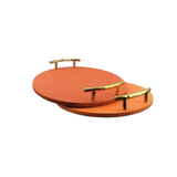 Eclipse Tangerine Luxe Leather Round Tray D35x5.5