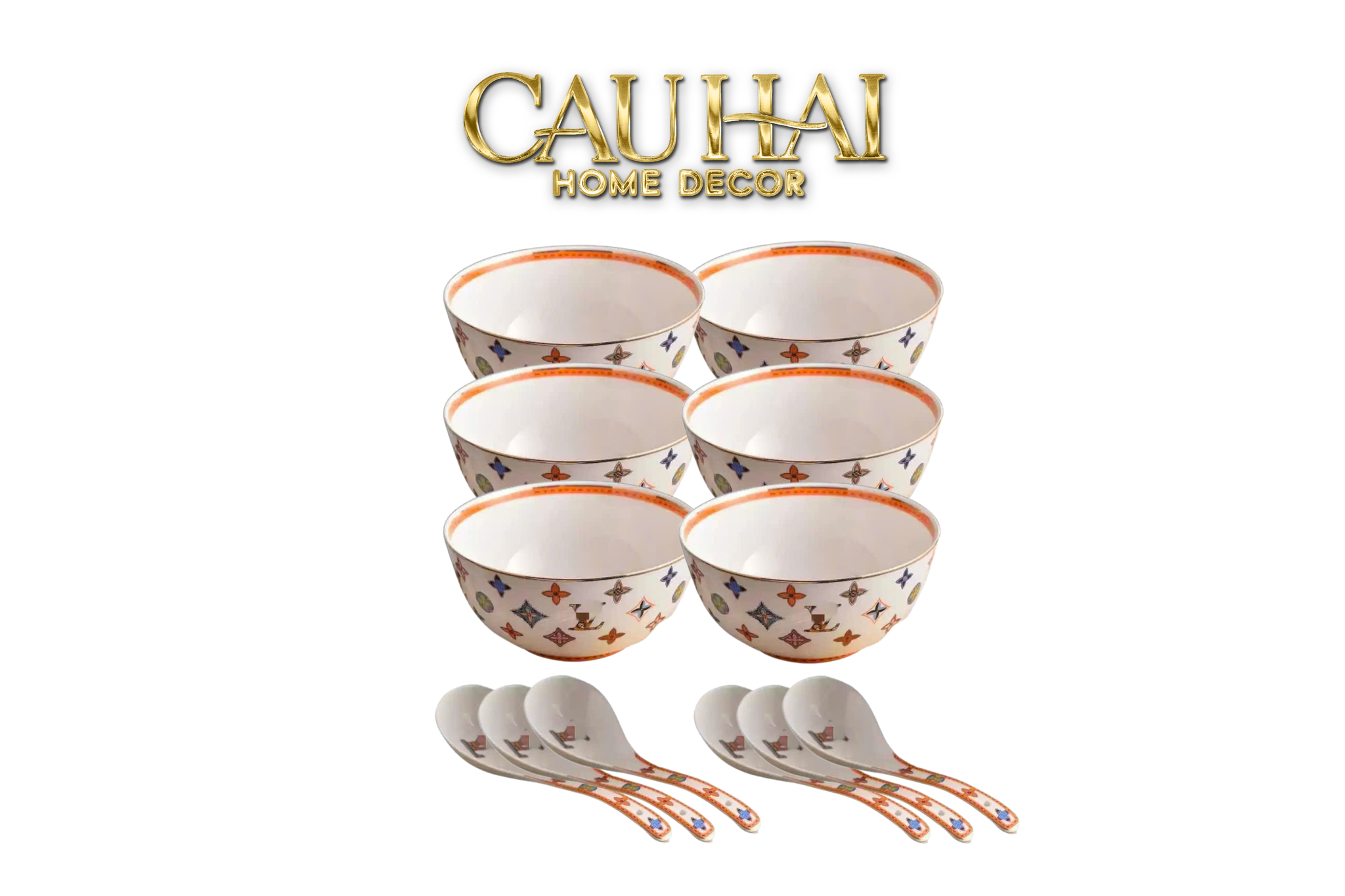 Maison Couture - Gift Set Chén Muỗng  Fleurs de Monogram à Multicolore Tableware 12pcs