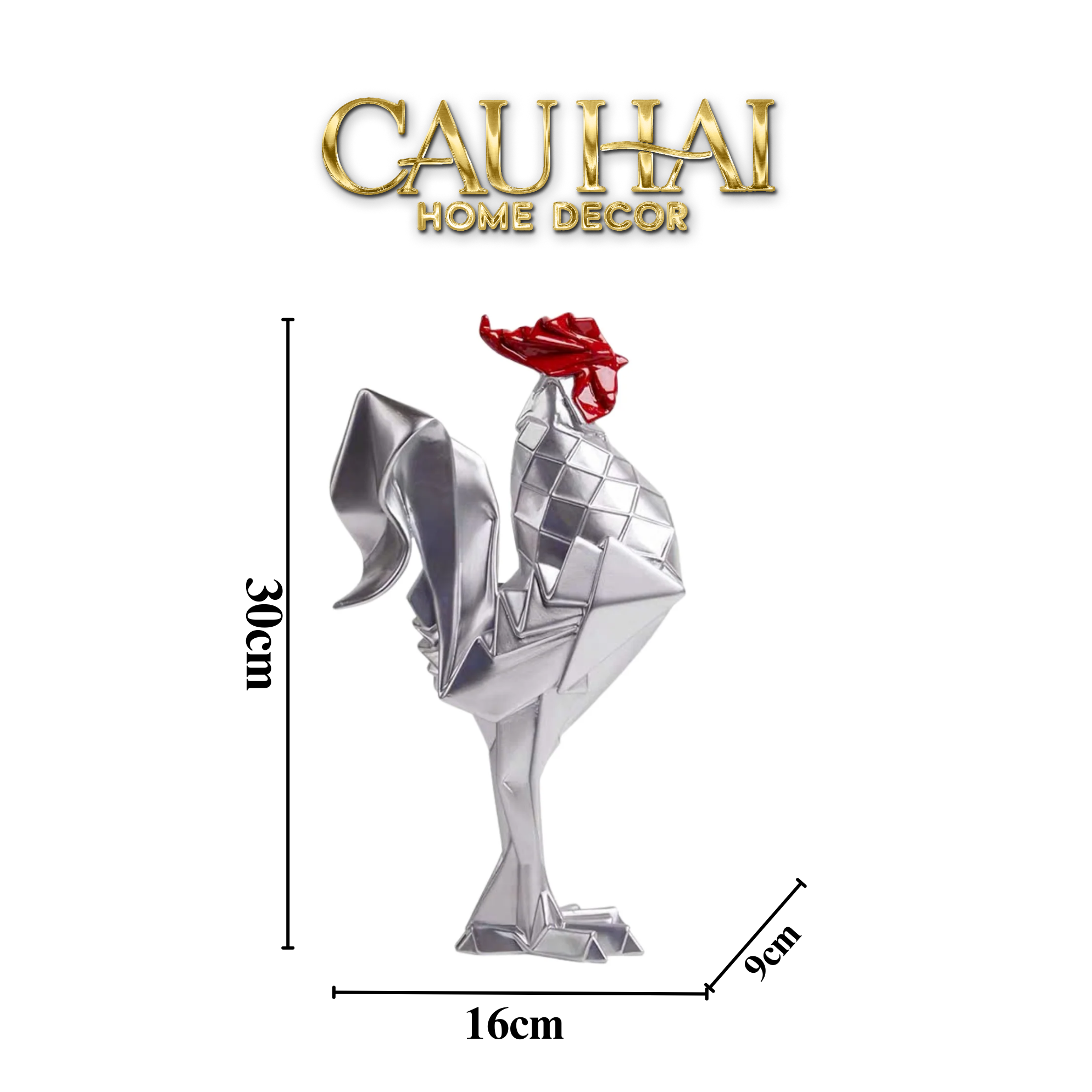 Elysian - Tượng Gà Trống Gallux Argenté Céleste Métallique