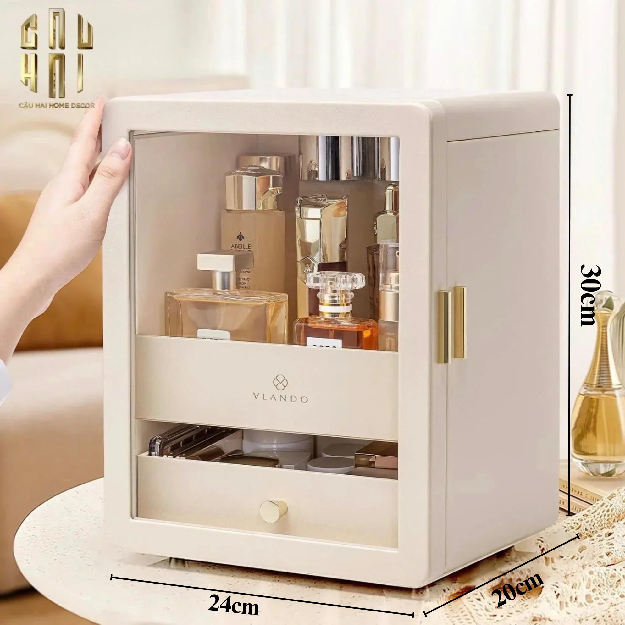 HAUTE FOLIE - HỘP MỸ PHẨM DA BEAUTY CLOSET-CẬU HAI HOME DECOR