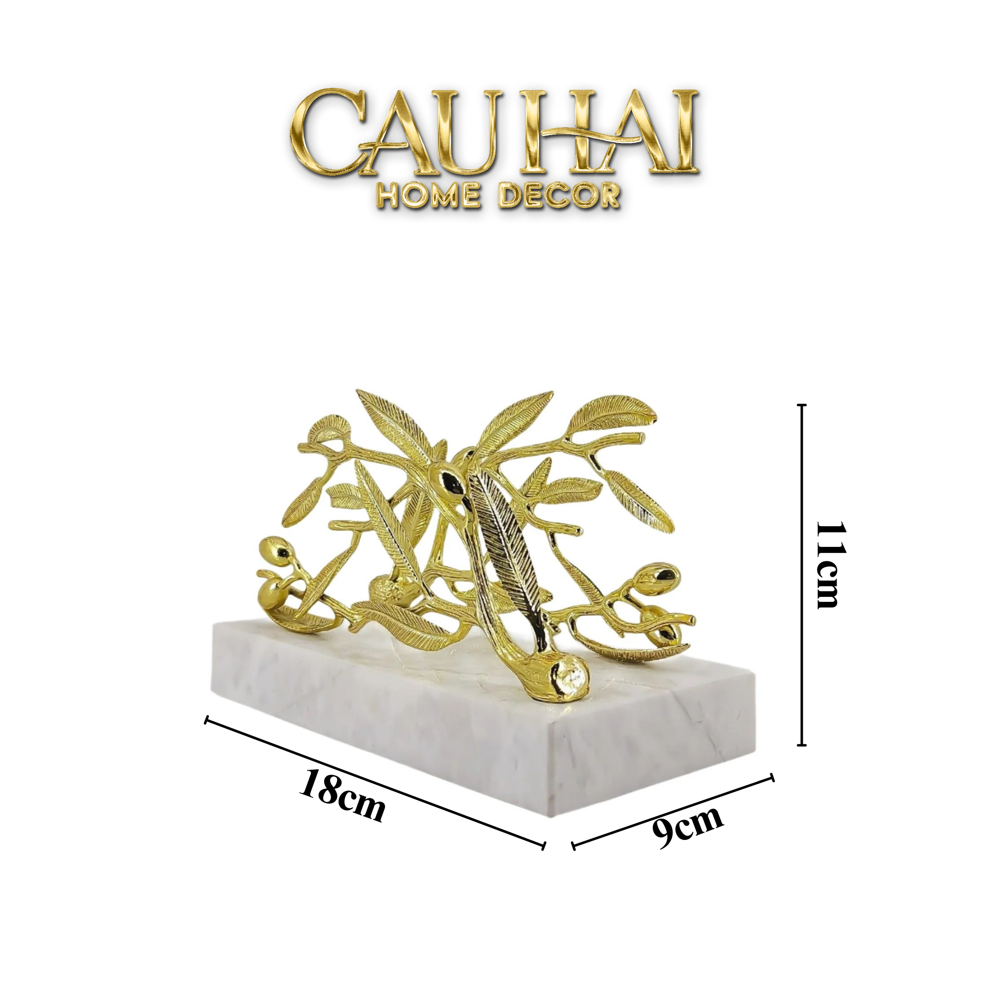 TƯỢNG OLIVE BRANCH ĐÁ MARBLE - TISSUE HOLDER-CẬU HAI HOME DECOR