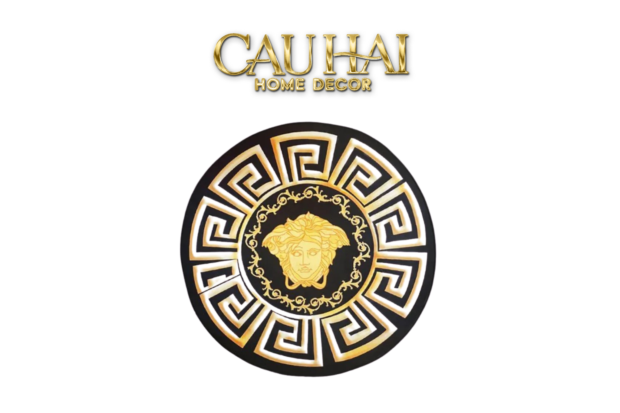 Thảm Tròn D80  Nhung Bỉ - Ronde Carpet Gianni Vers. Medusa Greek Key