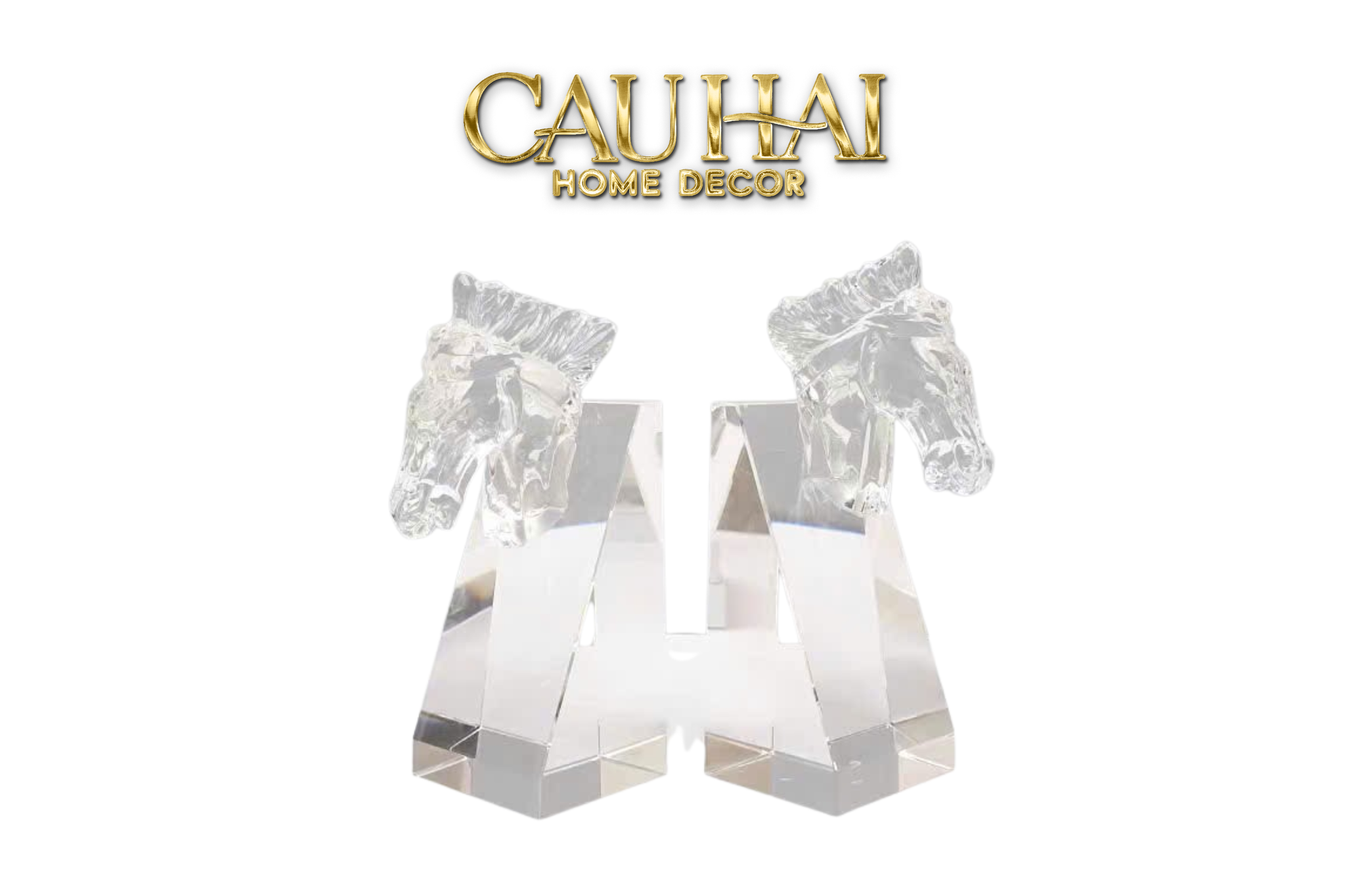 Maison Couture -  Set Chặn Sách Ngựa Pha Lê  Cristallerie Cavalier Duo Bookend