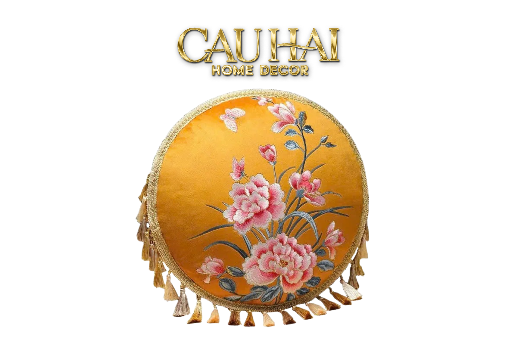 Tết Couture - Gối Nhung Tròn Thêu  Kim Thuỵ Cảnh 45