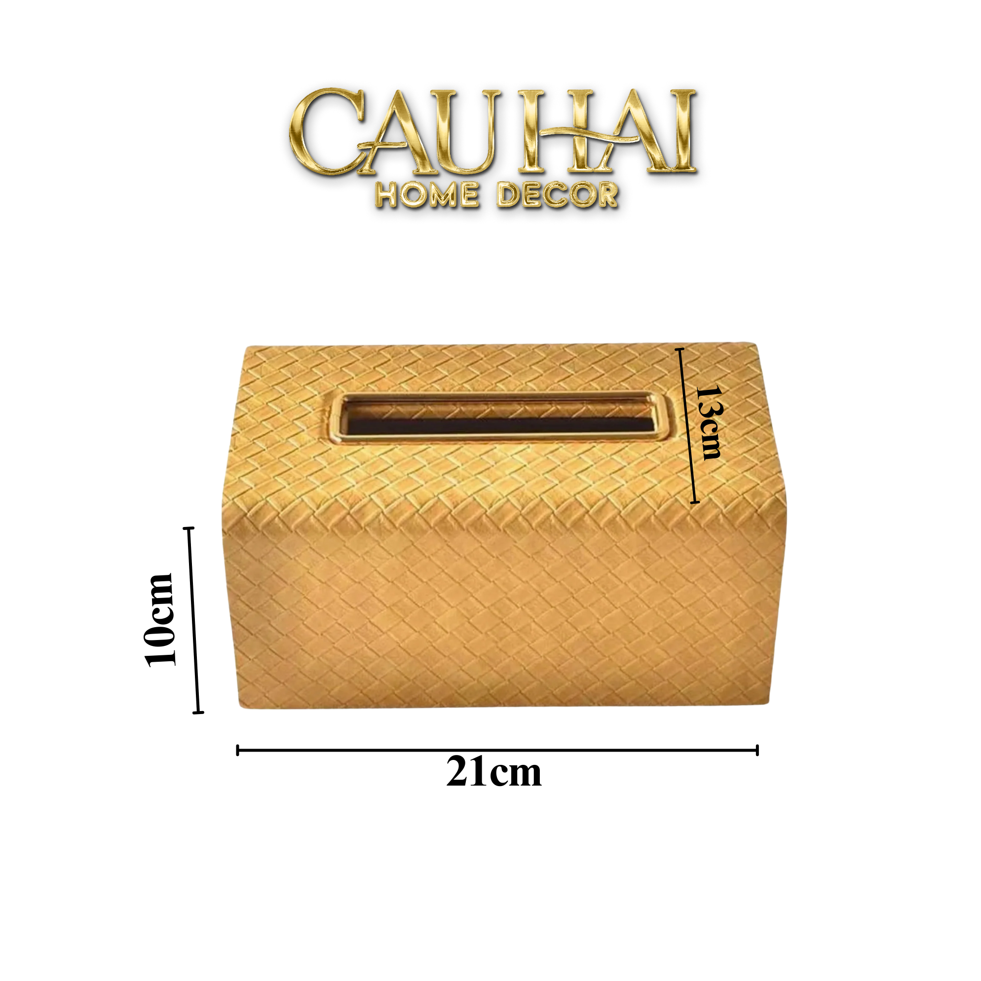 HỘP KHĂN GIẤY DA ĐAN WOVEN MUSTARD-CẬU HAI HOME DECOR