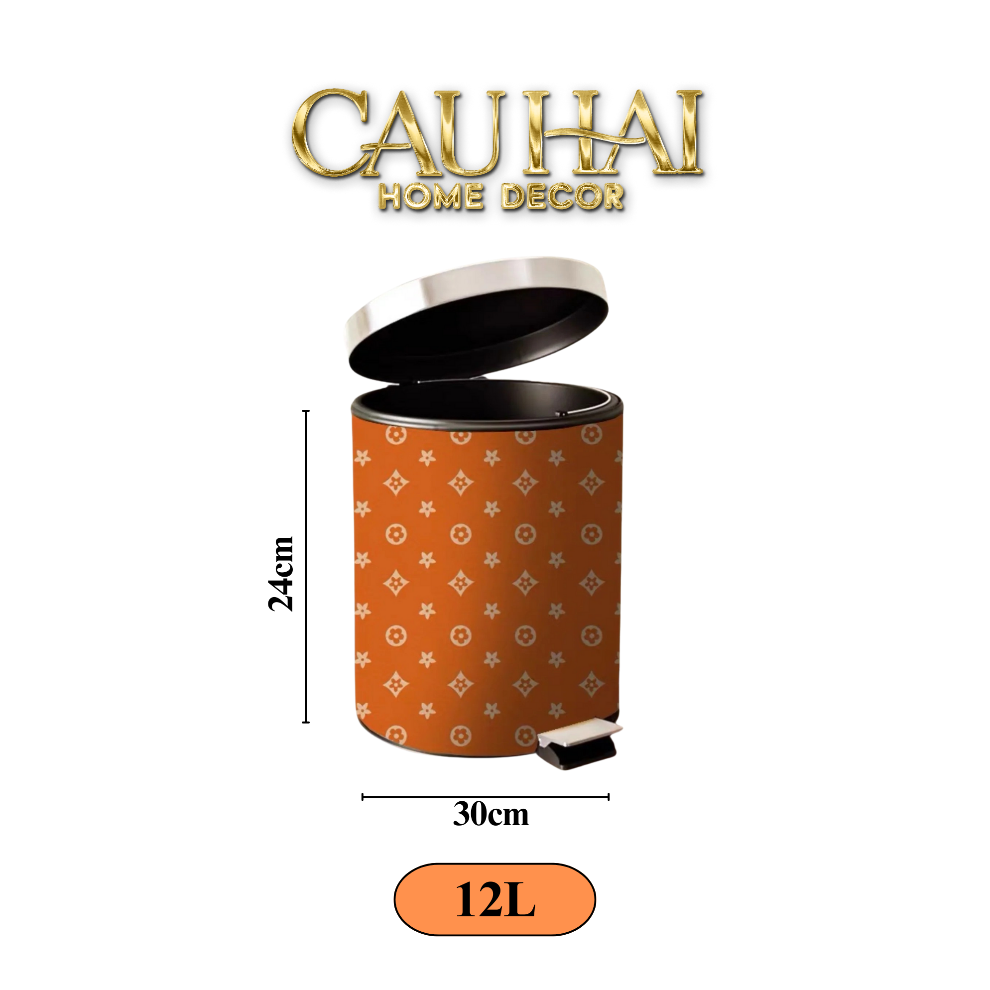 THÙNG RÁC LOUIS V CINNAMON MONO 12L-CẬU HAI HOME DECOR