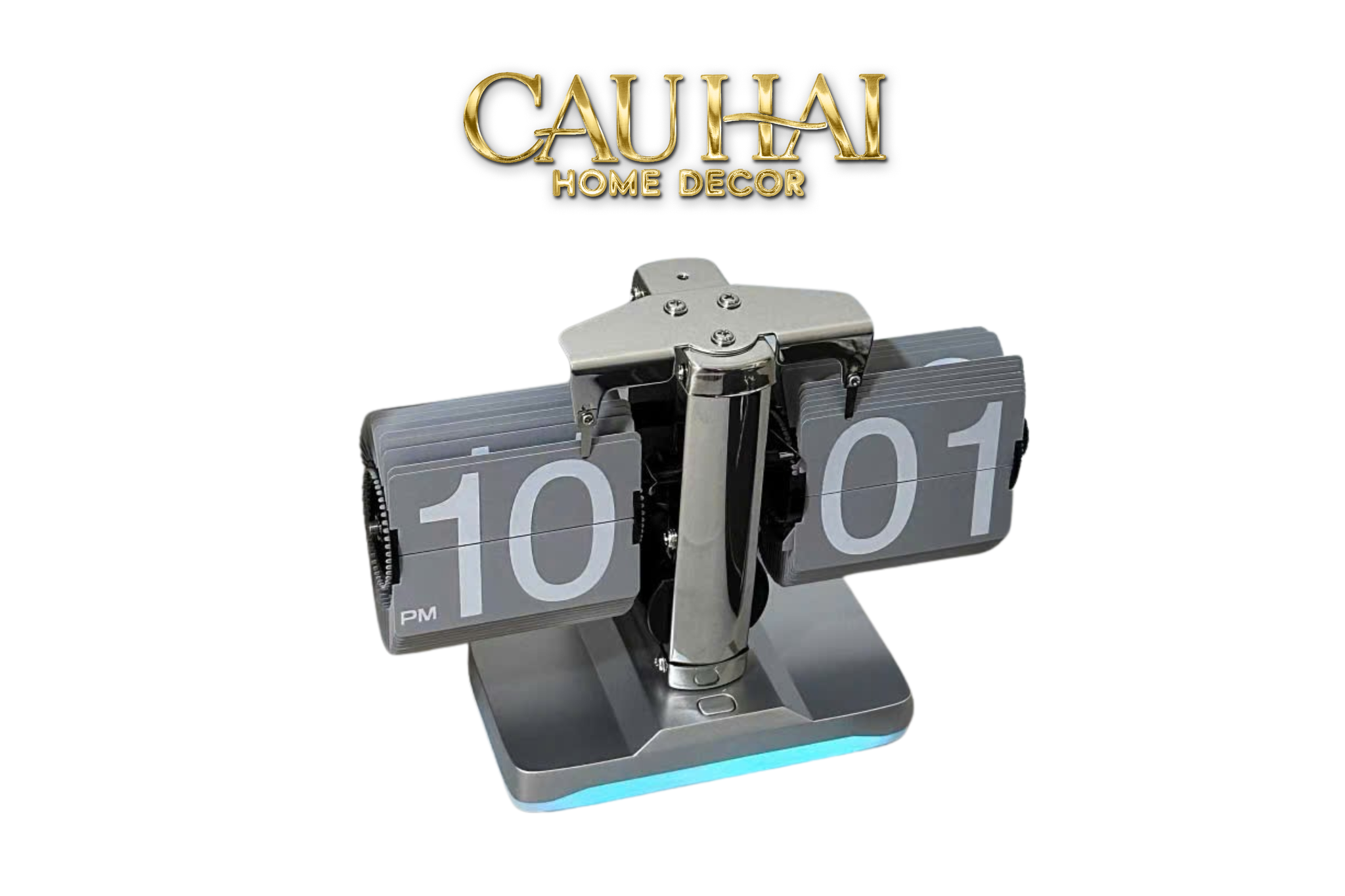 Maison Couture - Đồng Hồ Flip Light Steel Shine Grey Modern Desk Clock