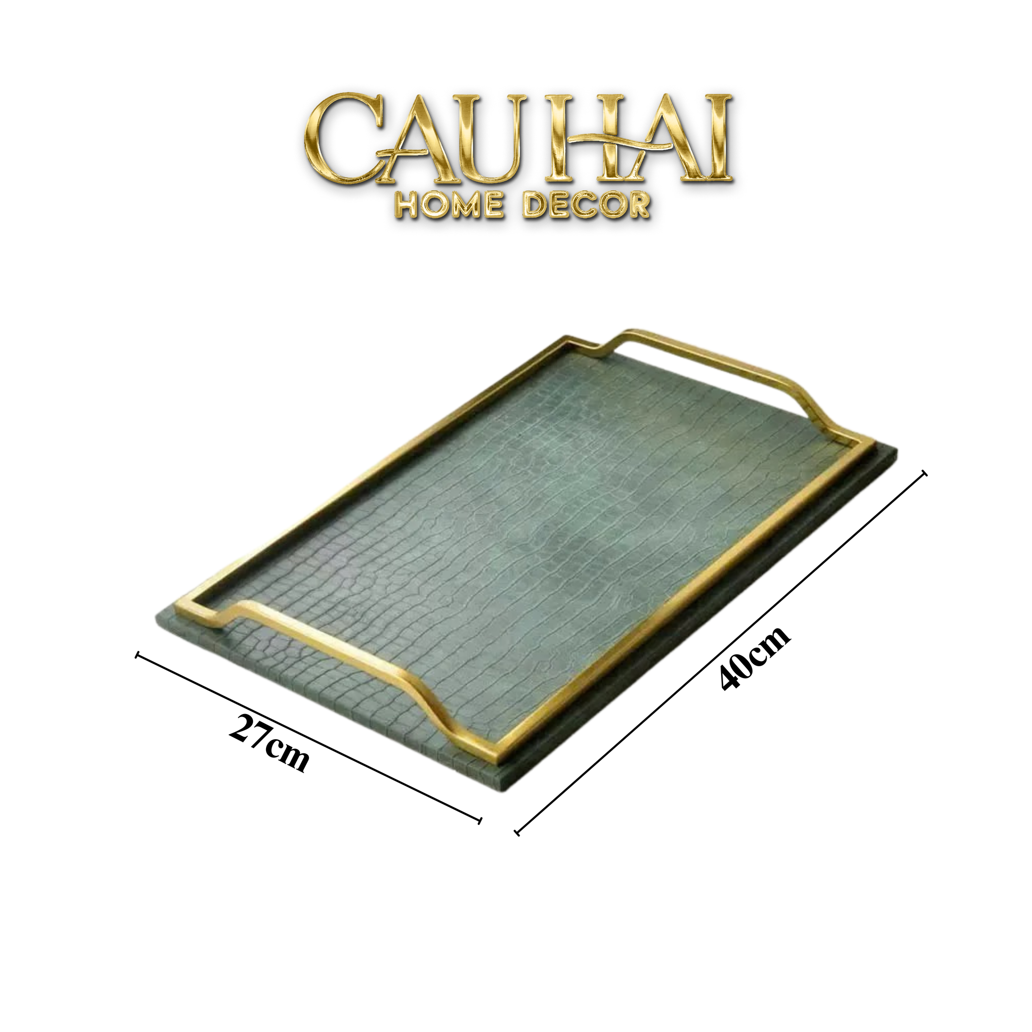 HOME COUTURE - KHAY DA ÉMERAUDE CUIR CROCO LEATHER TRAY-CẬU HAI HOME DECOR