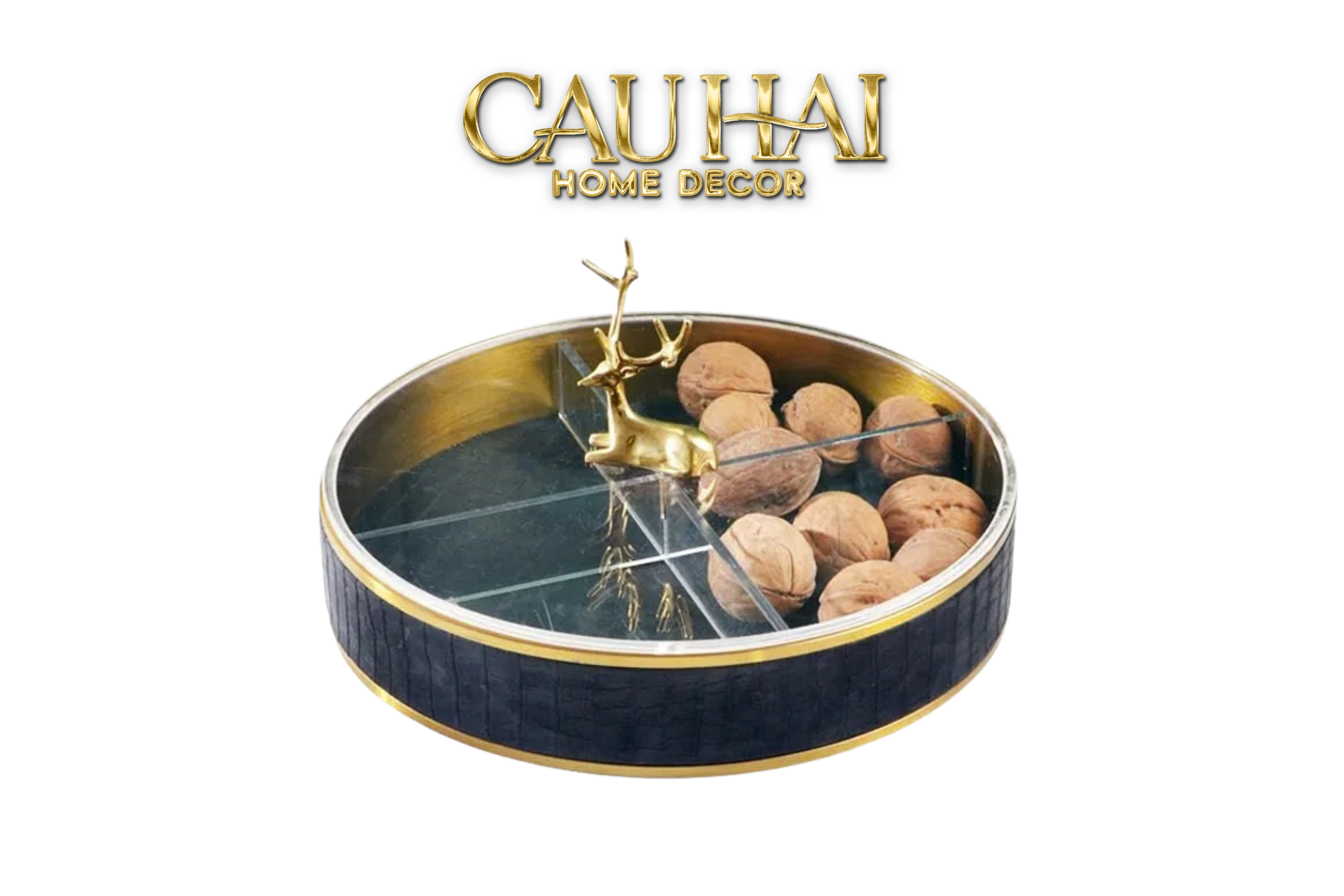 Tết Couture - Hộp Bánh Mứt Gỗ Sồi Lux Leather - Savoir Faire Antler Portrait