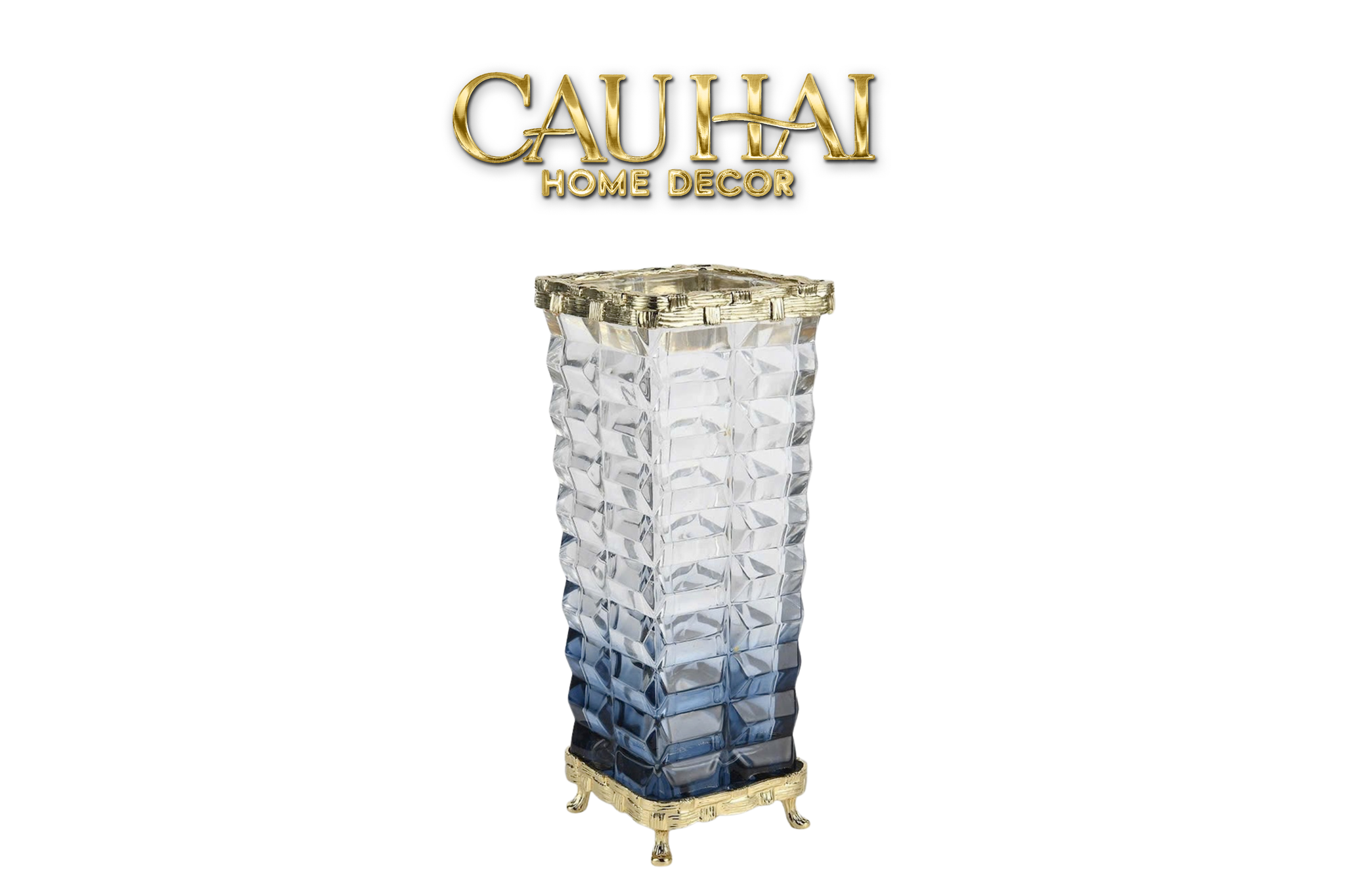 HOME COUTURE - BÌNH HOA PHA LÊ CRYSTAL AZURE OBELISK H32