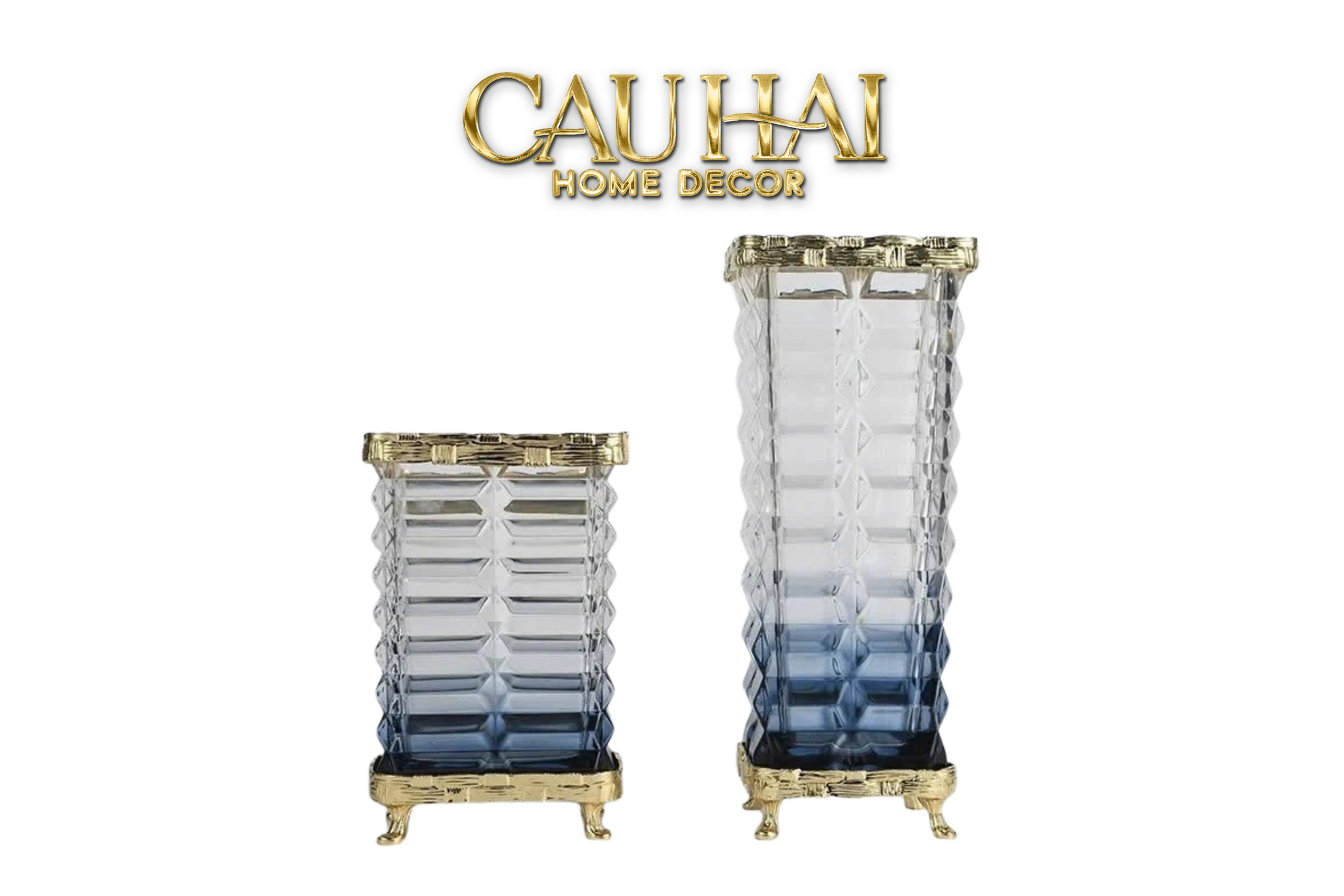 Home Couture - Bình Hoa Pha Lê Crystal Azure Obelisk H22/H32 - CẬU HAI HOME DECOR