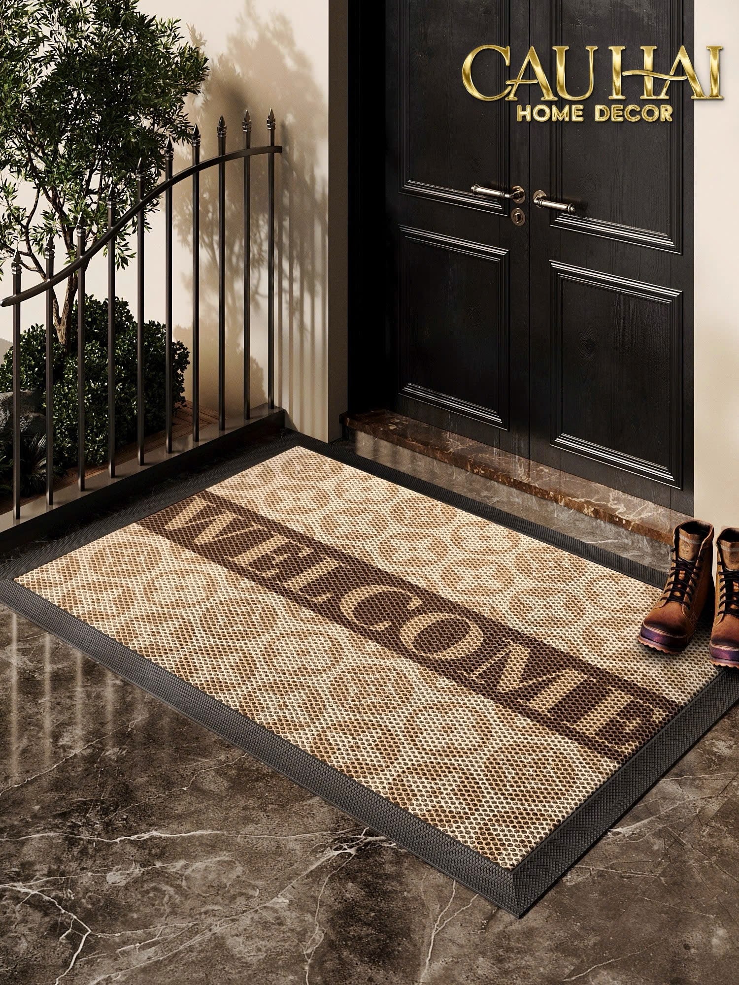 Thảm Ngăn Bụi Bienvenue Rectangular Louis.V 60X90-CẬU HAI HOME DECOR