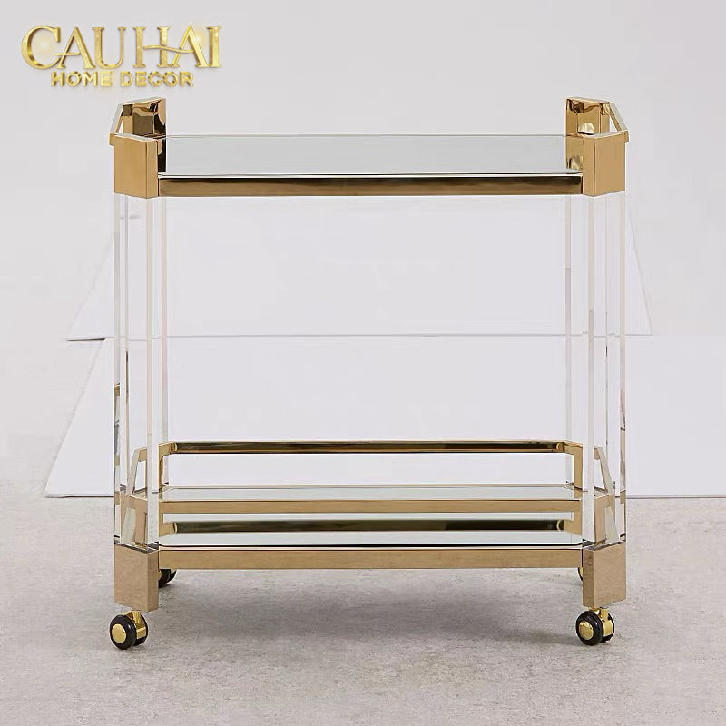 Maison Couture - Xe Đẩy Quầy Bar / Bar Cart Christian Trolley Acrylic Modernist D'Or