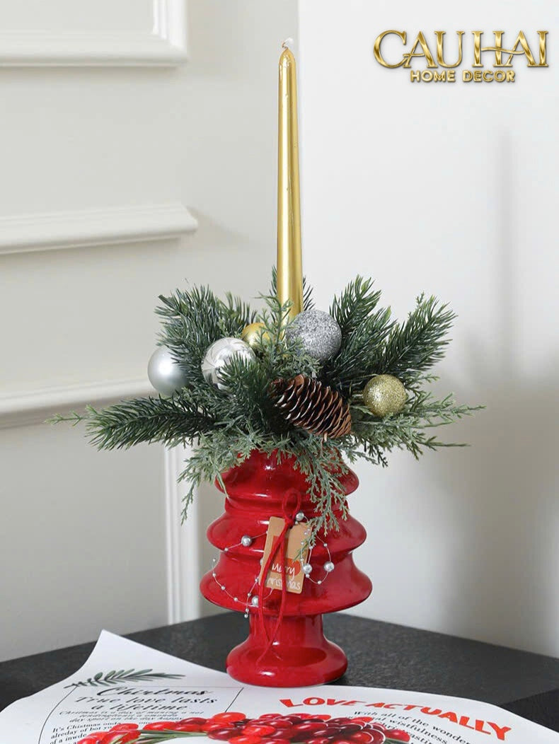 FÊTES COUTURE - BÌNH HOA CHRISTMAS MISTLETOE PINE TREE VASE UP-CẬU HAI HOME DECOR