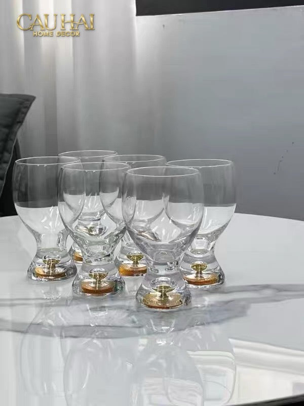 Set 2 Ly Bia Thuỷ Tinh Glacier Golden Diamond Cocktail Glasses  370Ml