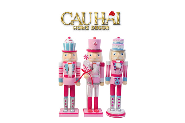FÊTES COUTURE - SET 3 TƯỢNG  NUTCRACKER COTTON CANDY PLUSH PINK  38CM
