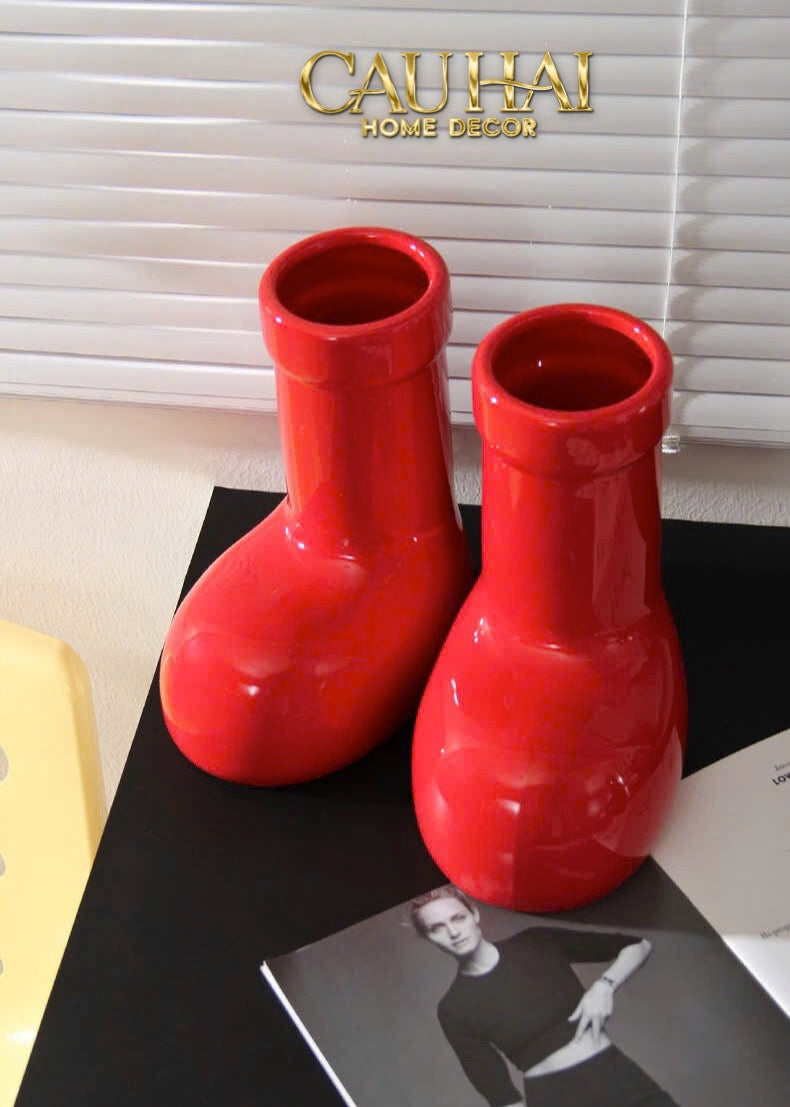FÊTES COUTURE - BÌNH HOA ROUGE GLOSSY BUBBLR BOOT VASE-CẬU HAI HOME DECOR