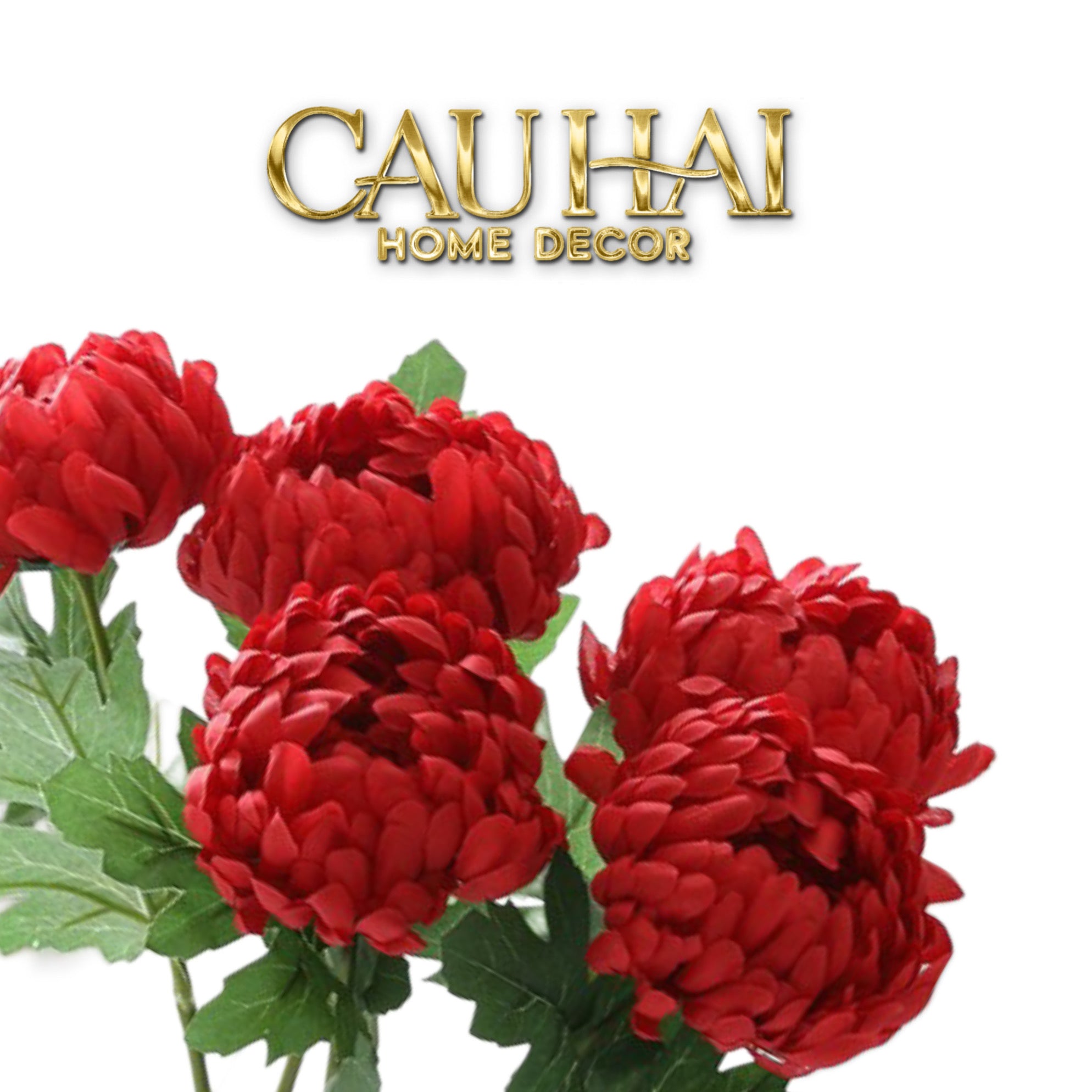 Set 5 Cành Hoa Cúc Mẫu Đơn Peony Đỏ/Hồng/Vàng/Cam