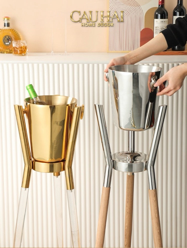 Gilded Regal Tripod Ice Bucket Holder - Giá Đựng Xô Đá-CẬU HAI HOME DECOR