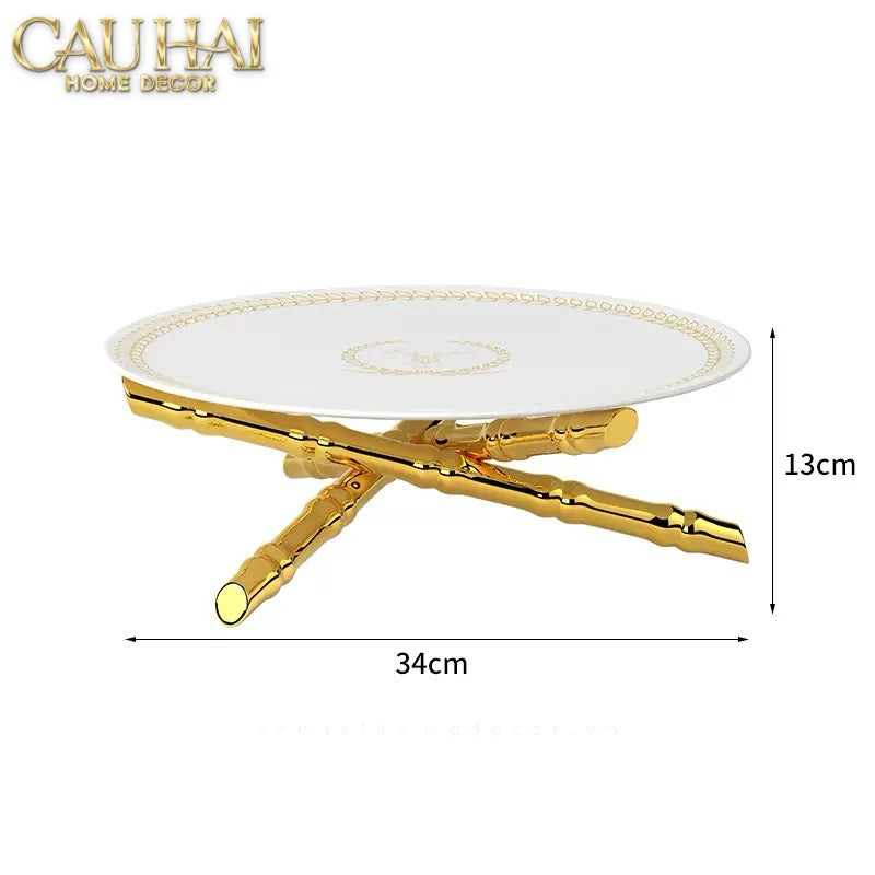 Đĩa Trang Trí Feuillage D'Or – Gilded 34Cm-CẬU HAI HOME DECOR