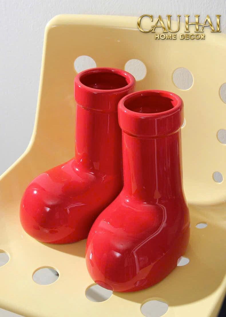 FÊTES COUTURE - BÌNH HOA ROUGE GLOSSY BUBBLR BOOT VASE-CẬU HAI HOME DECOR