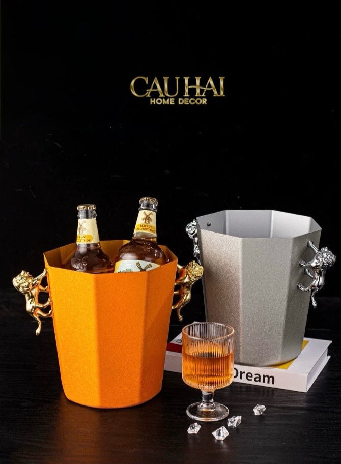 HOME COUTURE - XÔ ĐÁ CLEMENTINE GOLD LION ICE BUCKET-CẬU HAI HOME DECOR