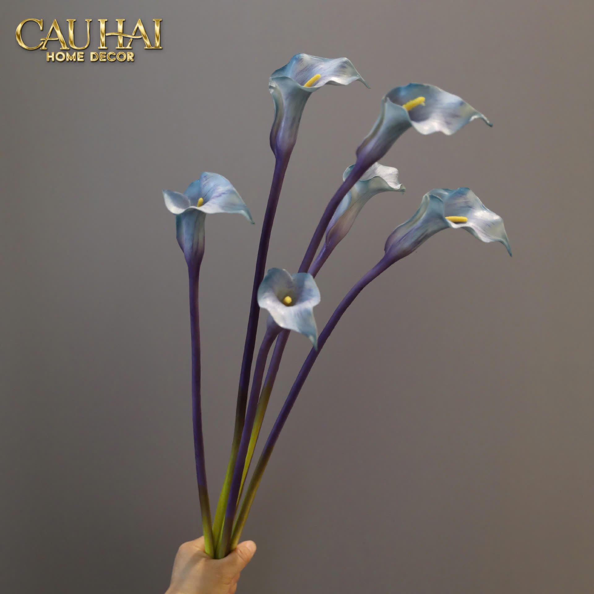 SET 2 CÀNH EVA CALLA LILY MOONSTONE BLUE / PLUM ROUGE 65CM-CẬU HAI HOME DECOR