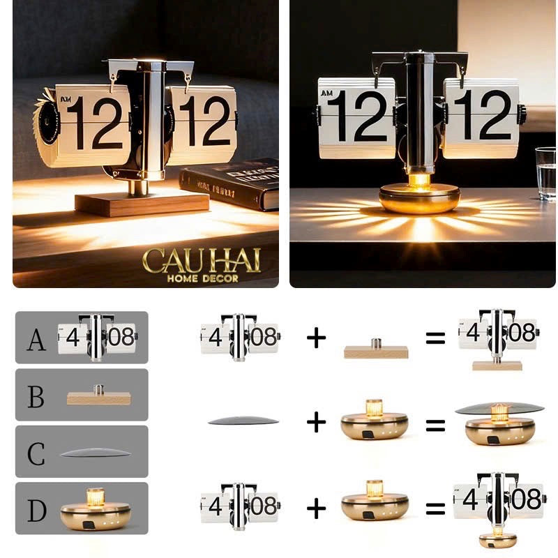Đồng Hồ Lật & Đèn Ngủ Zénith Retro Clock & Lamp-CẬU HAI HOME DECOR