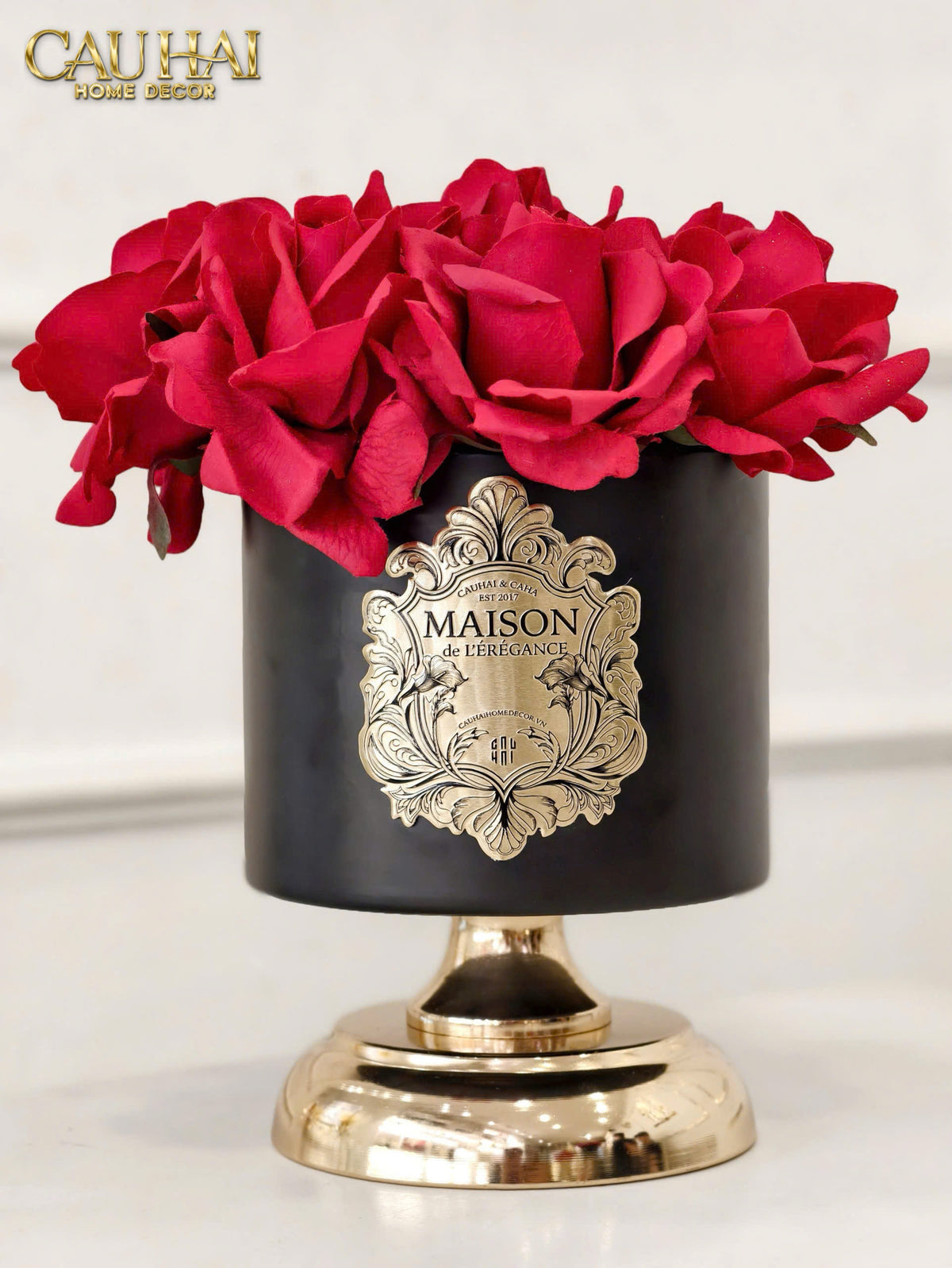 L’Essence Du Rose 15 - Chậu Hoa Hồng Pedestal H20-BÌNH HOA-CẬU HAI HOME DECOR