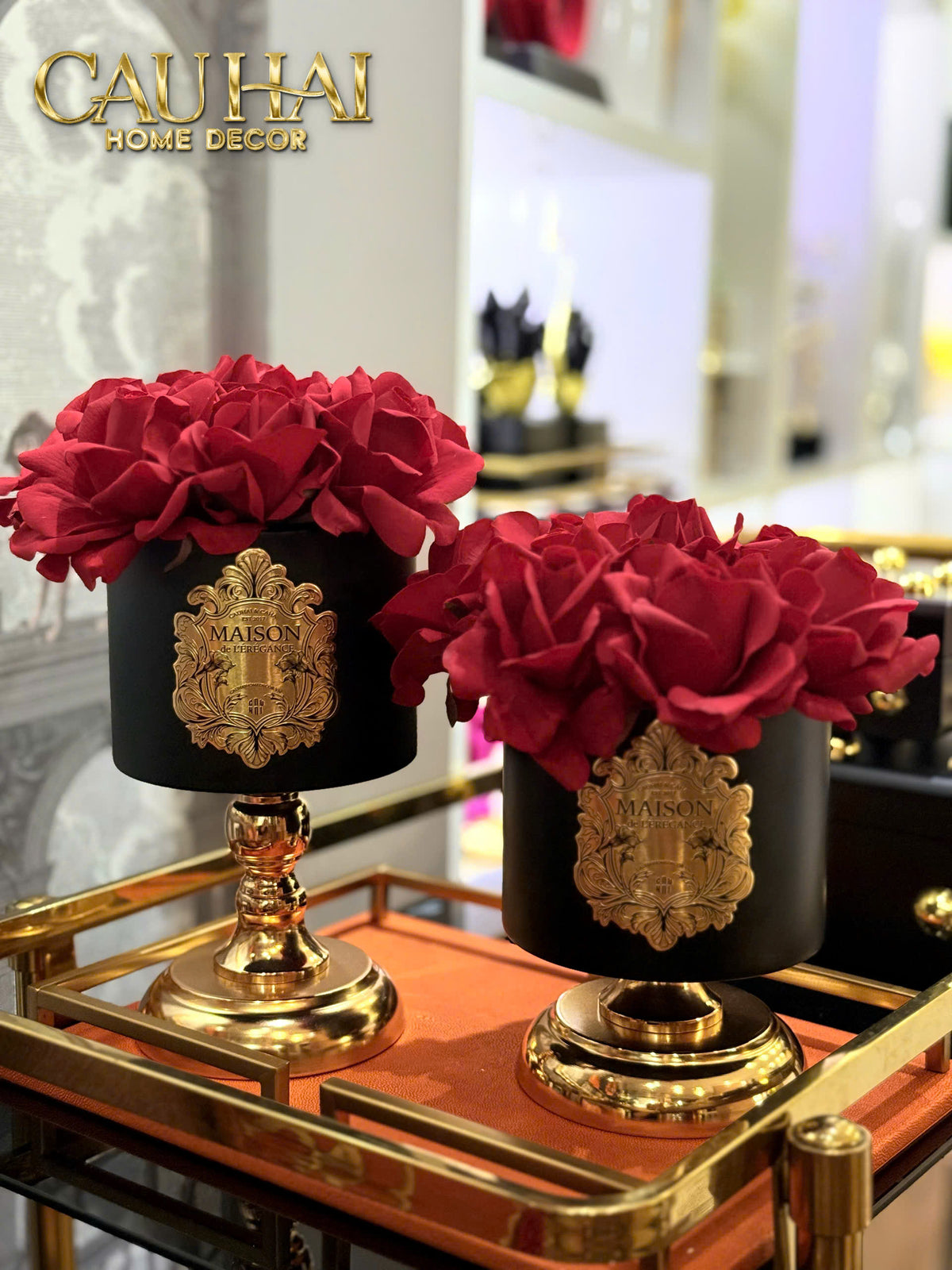 L’Essence Du Rose 15 - Chậu Hoa Hồng Pedestal H26-BÌNH HOA-CẬU HAI HOME DECOR