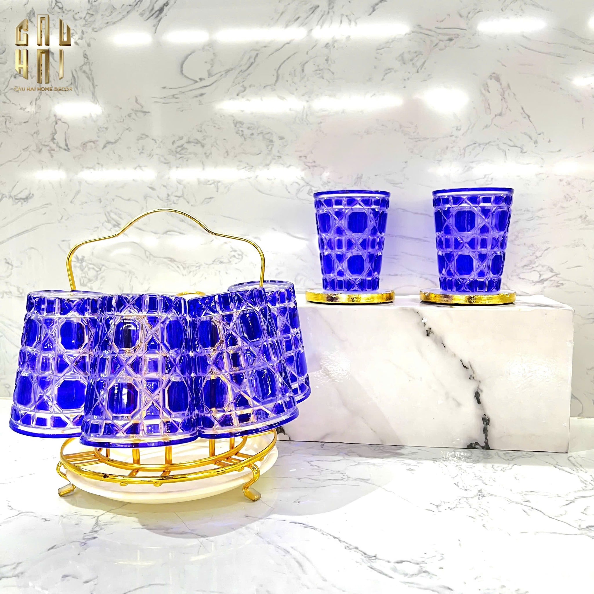 Set of 2 D.O. Glass Cocktail Glasses - Amethyst Cobalt 310ml