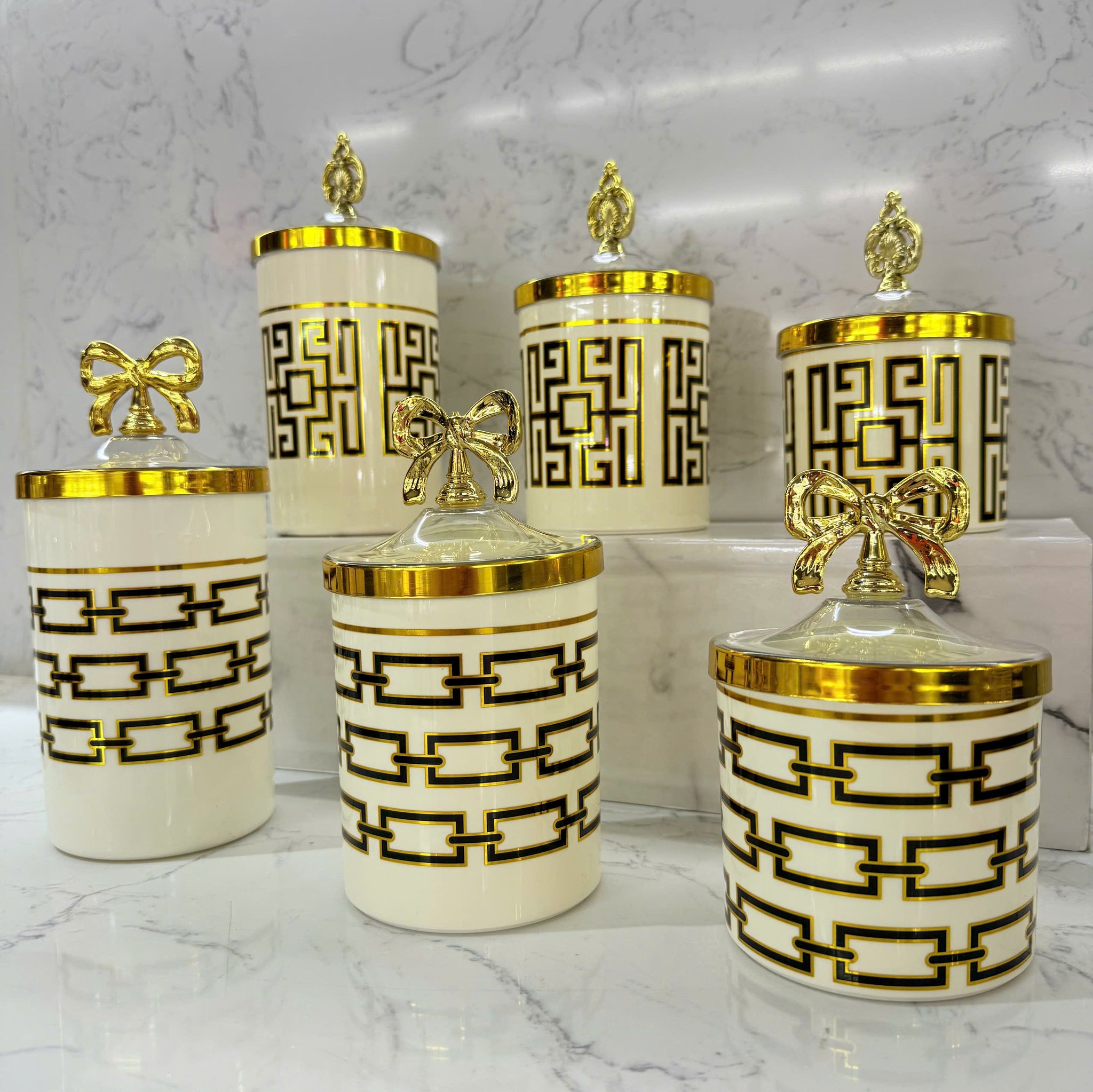 Set of 3 Acrylic Pantry Jars - Luxe Chain Of Grace