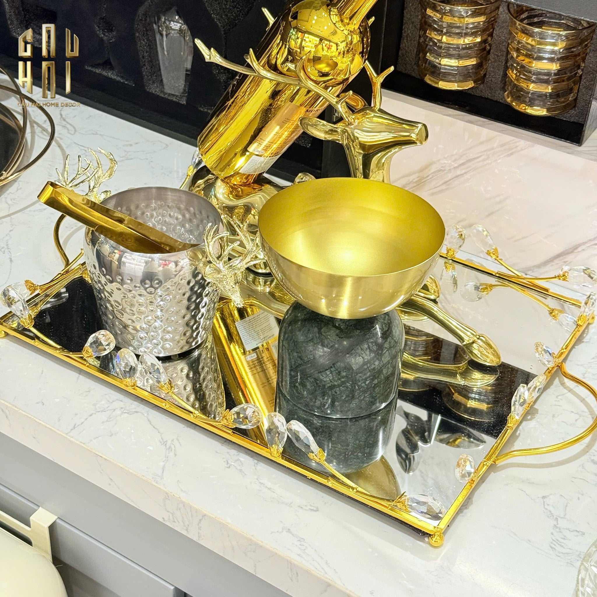 Fleur De Glace Mirror Tray 35X45