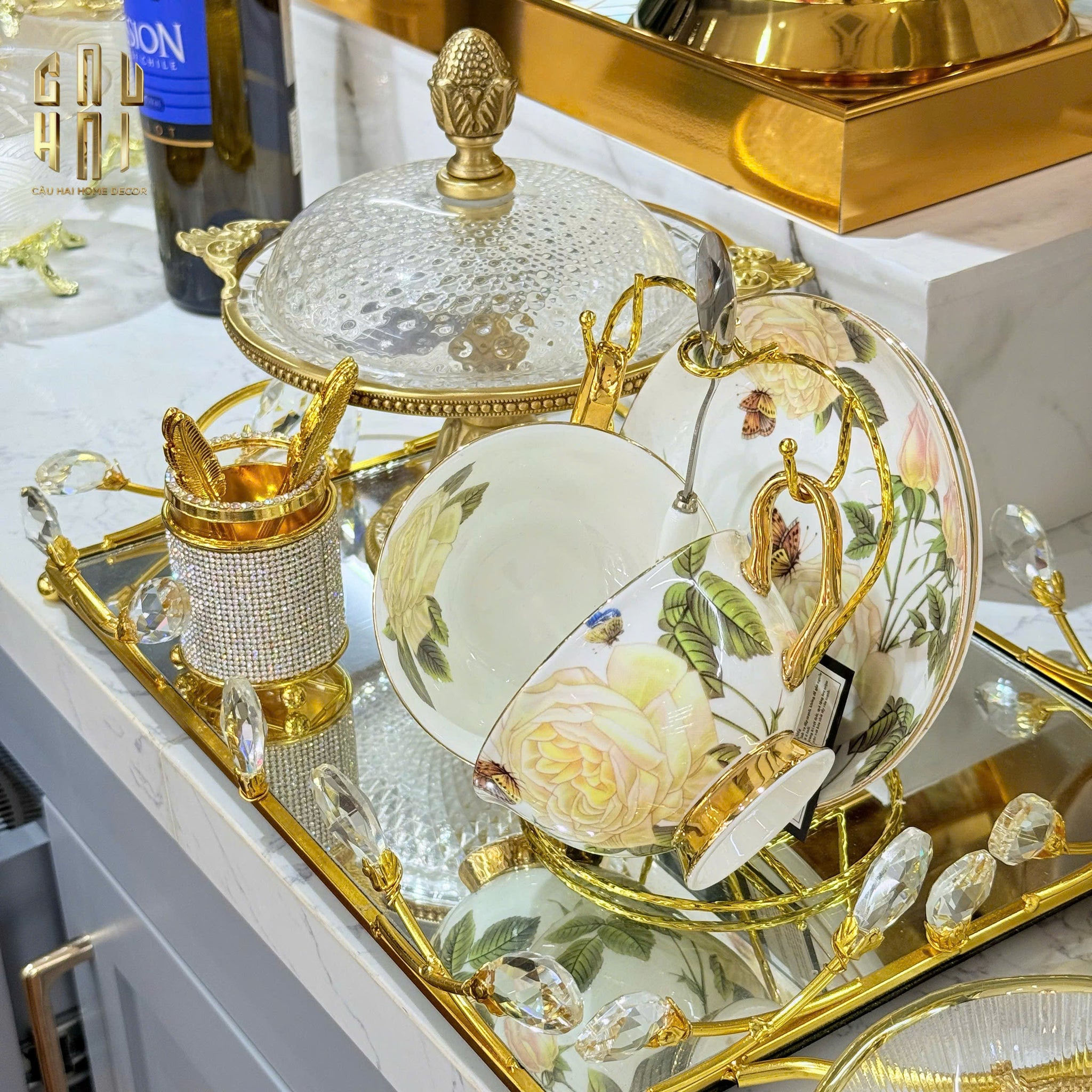 Fleur De Glace Mirror Tray 35X45