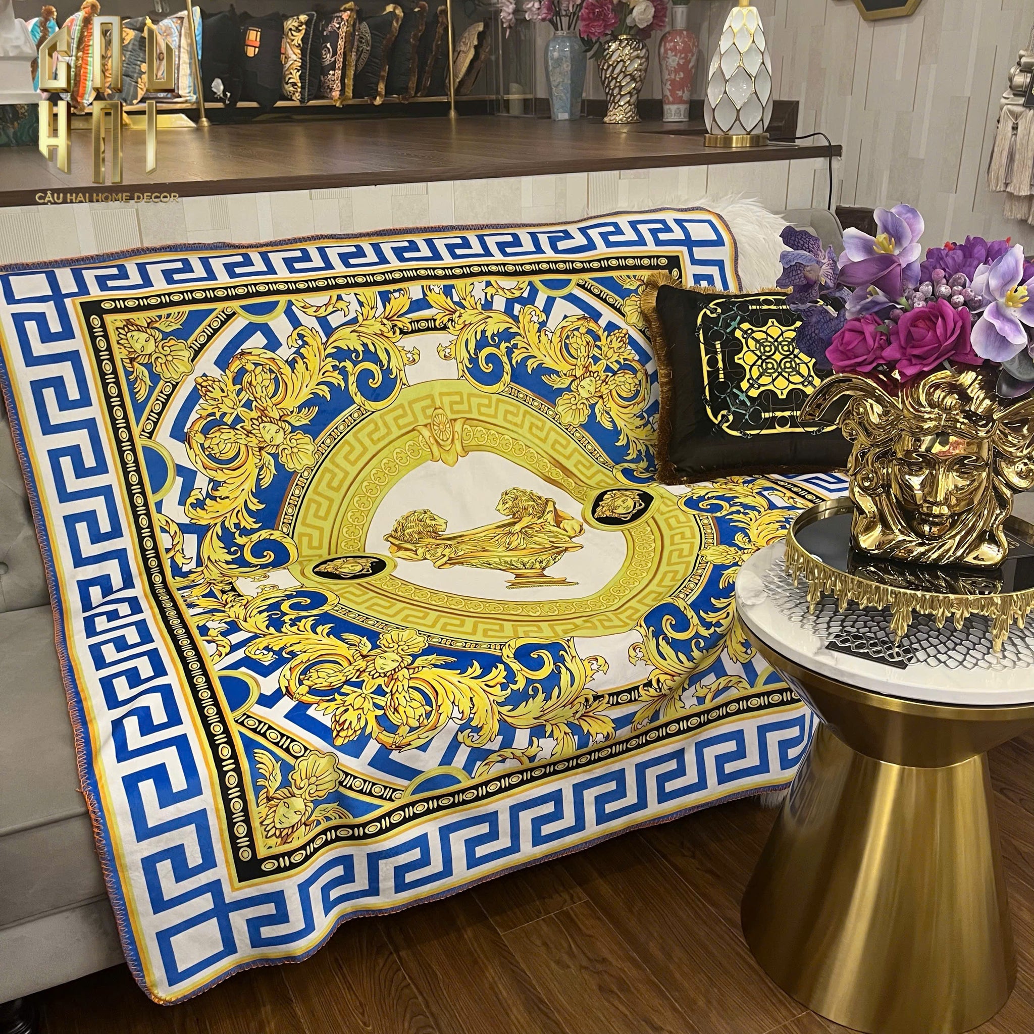 Chăn Blanket Velvet Baroque Platinum 150x150