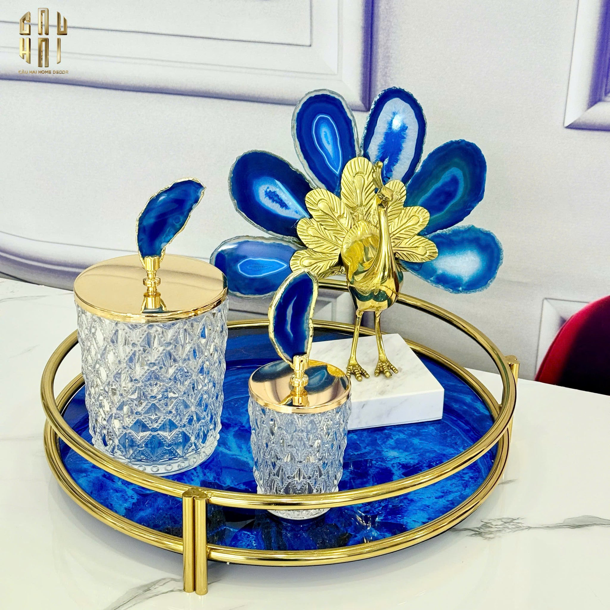 Blue Ocean Round Tray D38