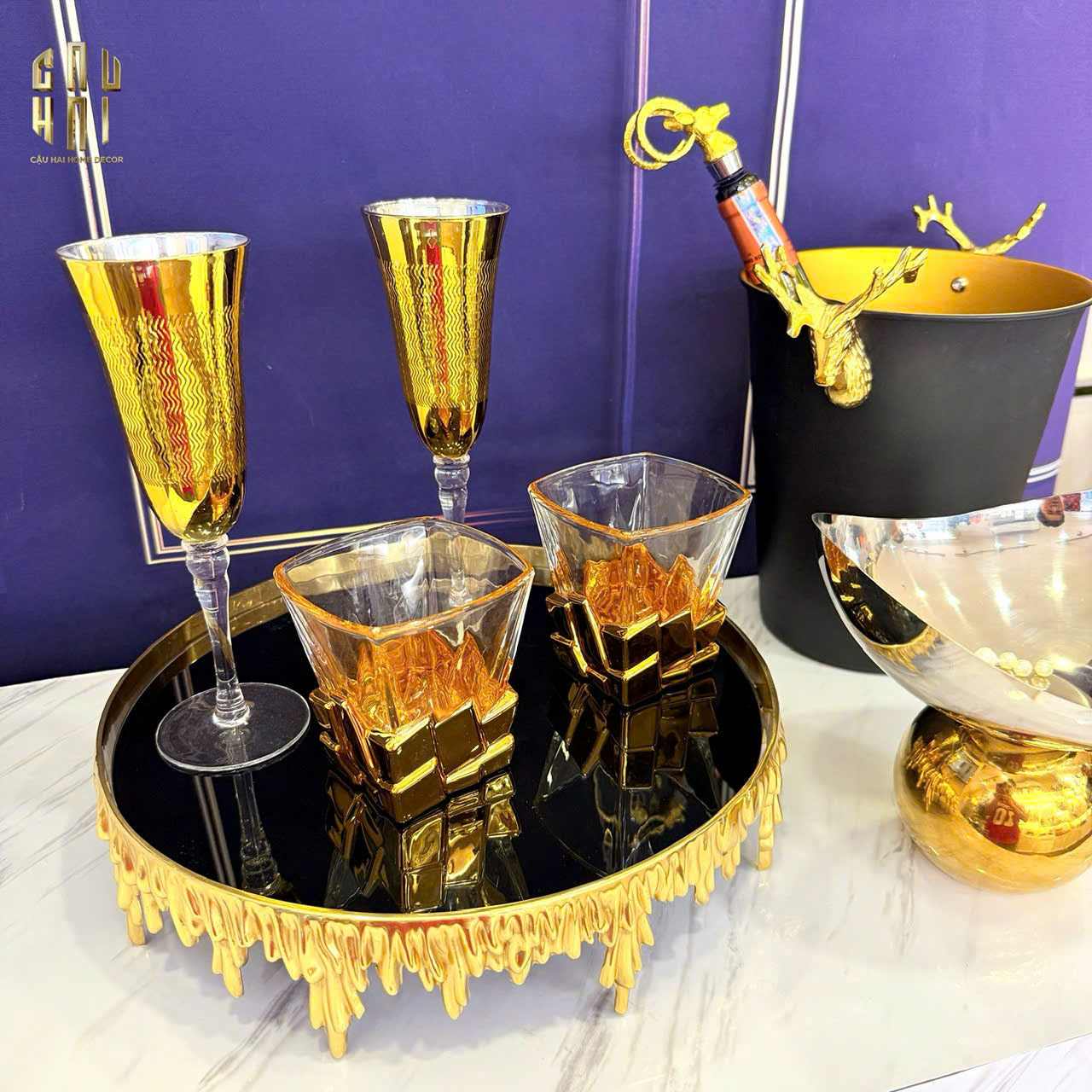 Glorious of The Champion Gilded Glass Champagne Flute 22.3x7 180ml Allure Champagne Glasses