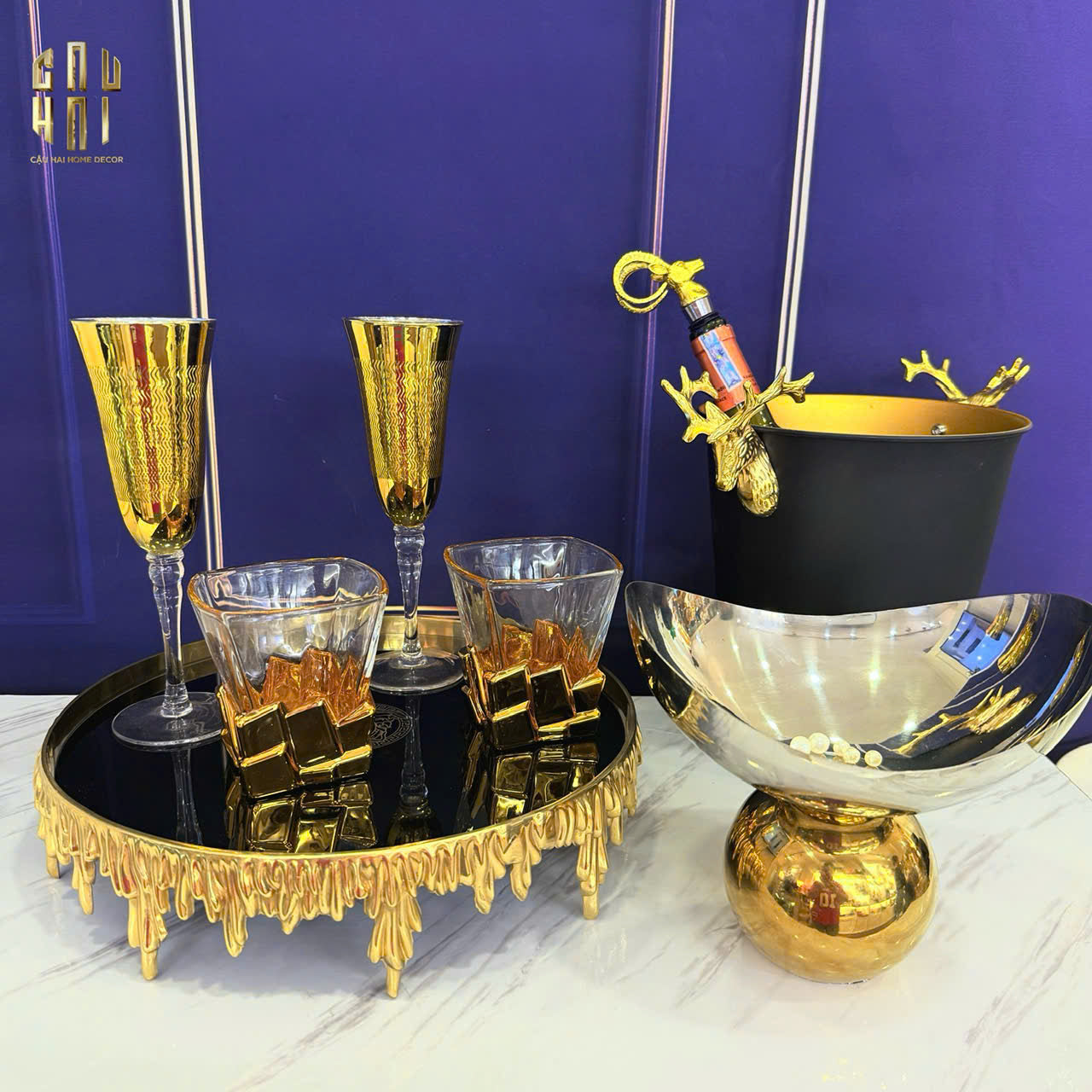 Glorious of The Champion Gilded Glass Champagne Flute 22.3x7 180ml Allure Champagne Glasses