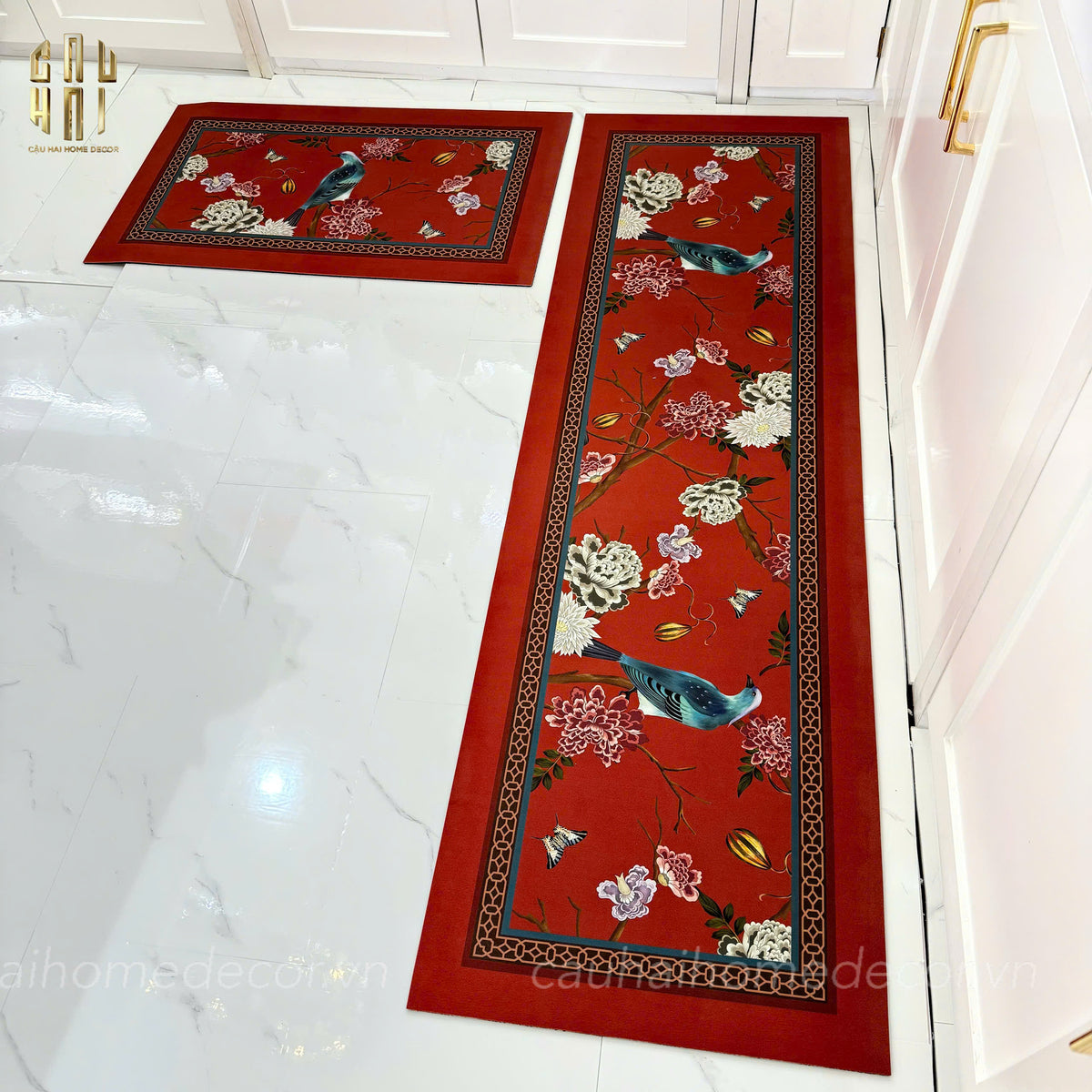 Thảm Bếp Micro-Nappa Gen8 45x150 - Qing Dynasty Crimson Legacy-THẢM BẾP-CẬU HAI HOME DECOR