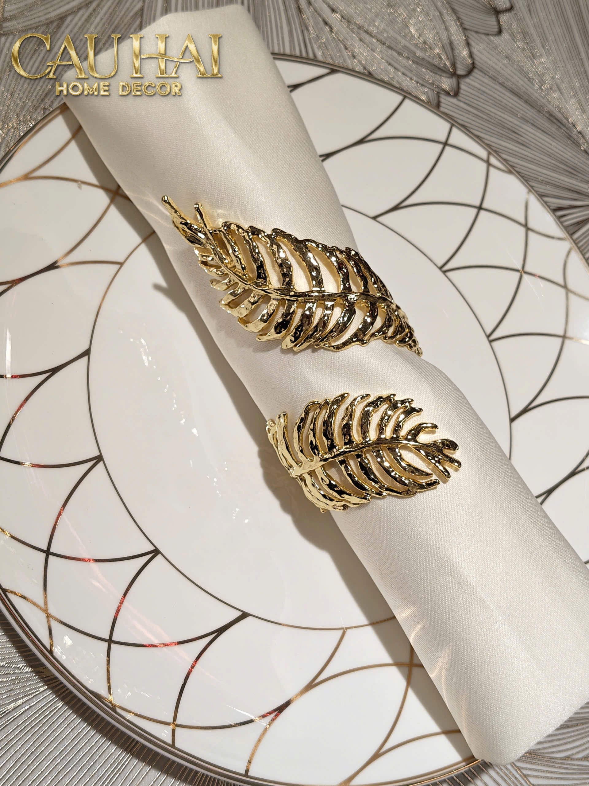 Napkin Ring - Gilded Willow Leaf Dinnerware Napkin Ring