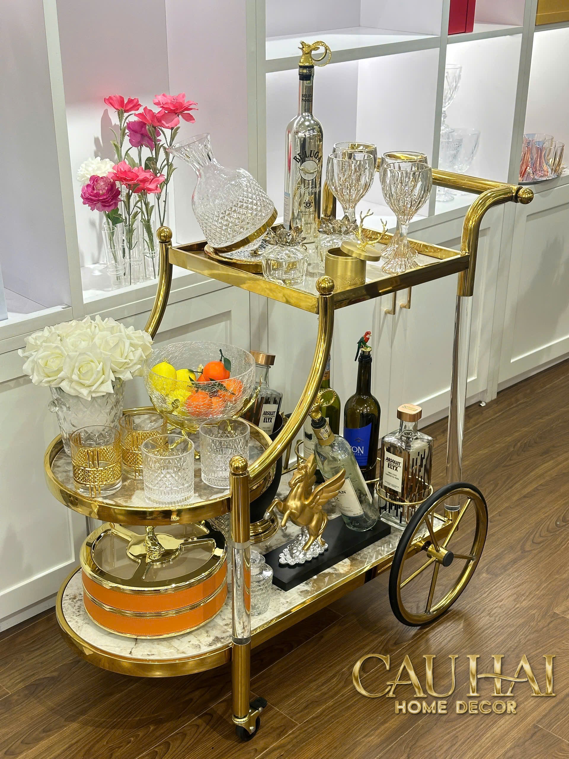 Maison Couture - Xe Đẩy Quầy Bar Grand Marble Aurelia Bar Cart Trolley 40x90x90
