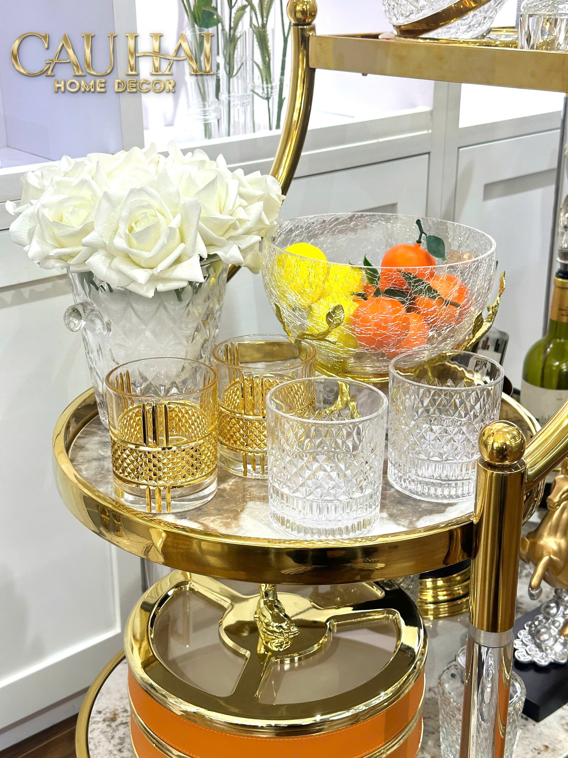 Maison Couture - Xe Đẩy Quầy Bar Grand Marble Aurelia Bar Cart Trolley 40x90x90