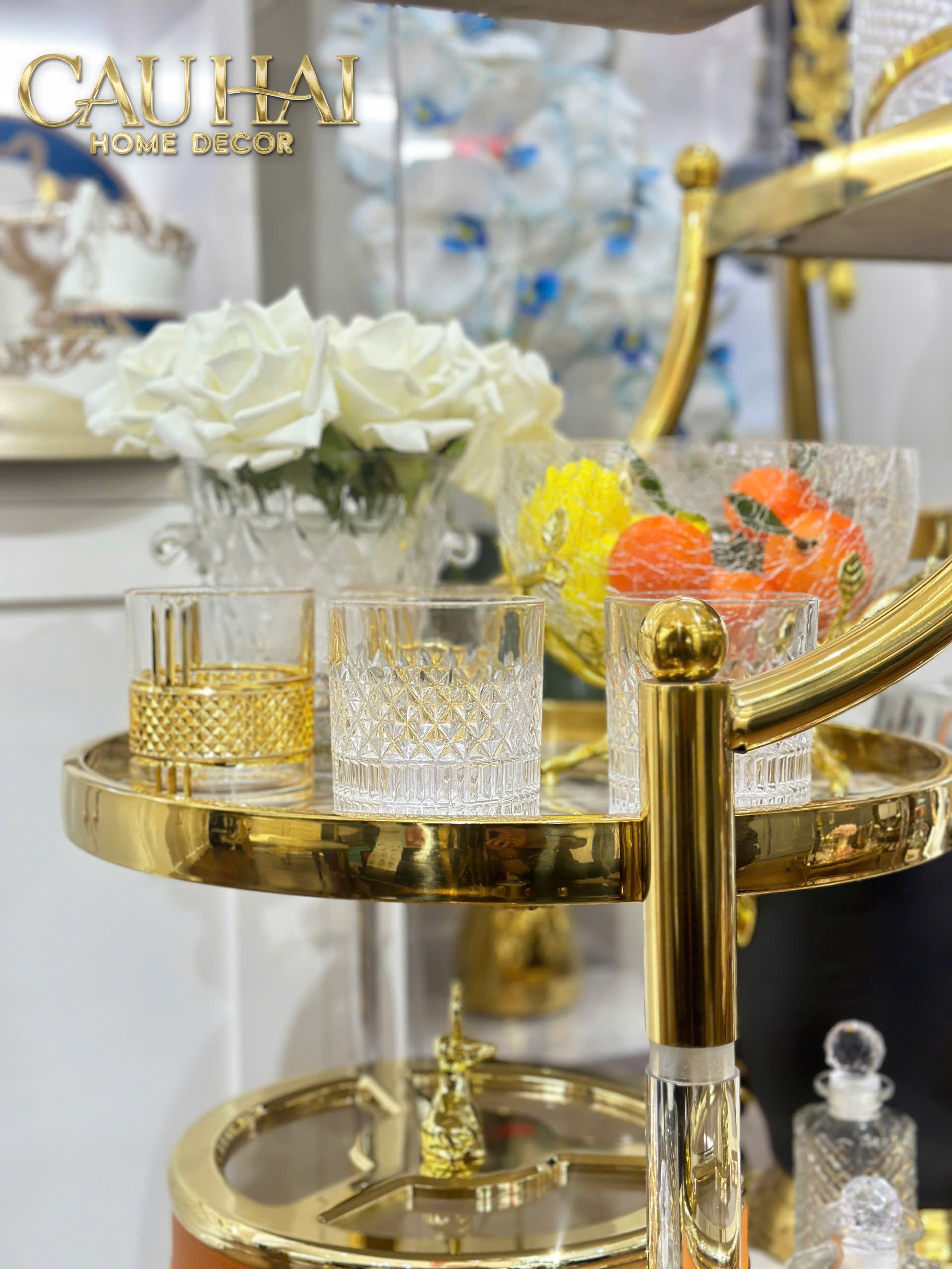 Maison Couture - Xe Đẩy Quầy Bar Grand Marble Aurelia Bar Cart Trolley 40x90x90