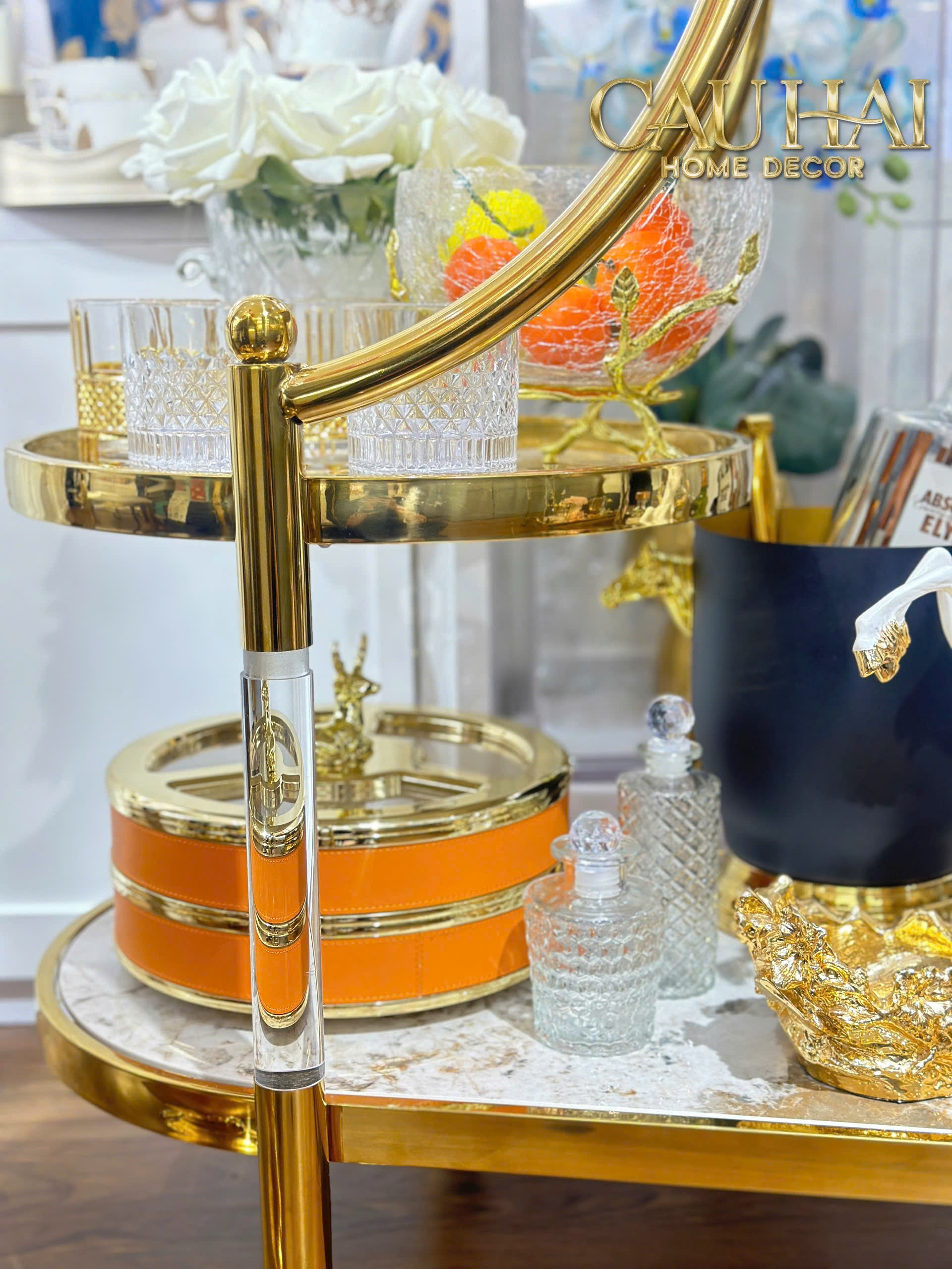 Maison Couture - Xe Đẩy Quầy Bar Grand Marble Aurelia Bar Cart Trolley 40x90x90